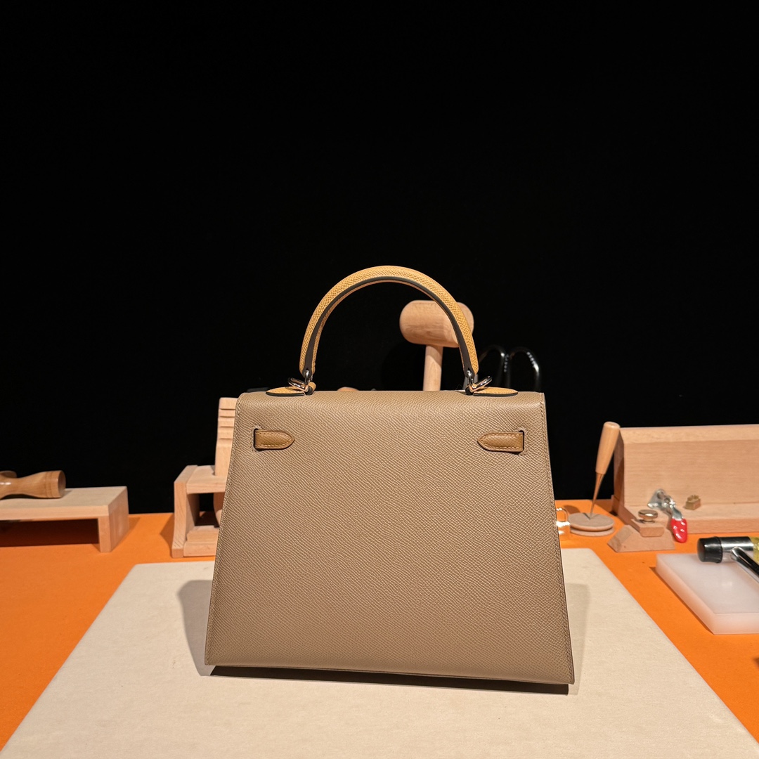 Hermès Kelly 25/28/32cm in Epsom leather, fully hand-stitched with waxed thread, customized in color-block design. - Jinteng Luxury Collection bags