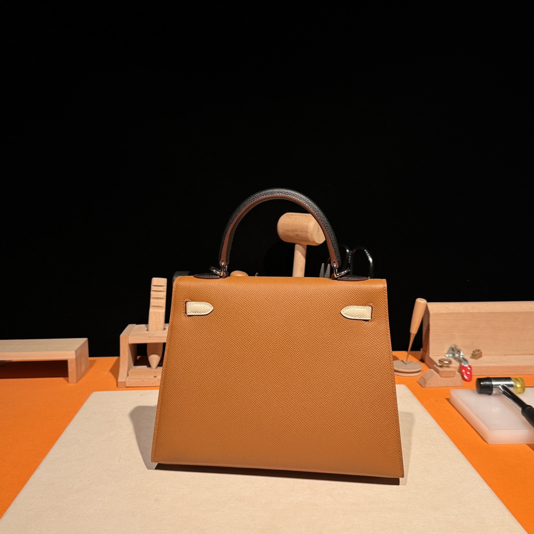 Hermès Kelly 25/28/32cm in Epsom leather, fully hand-stitched with waxed thread, customized in color-block design. - Jinteng Luxury Collection bags
