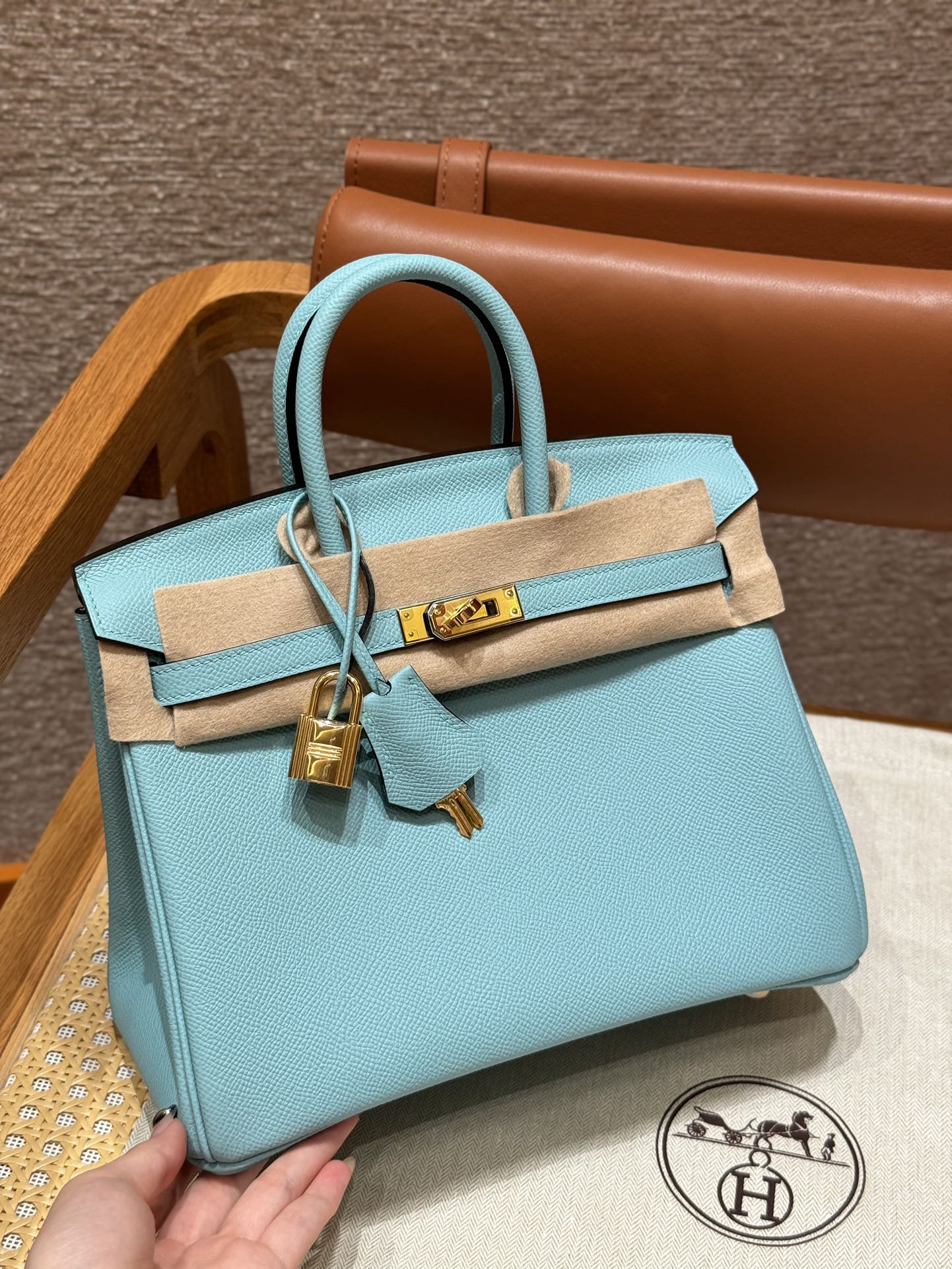 Hermès Birkin 25/30/35cm, handcrafted with imported French Epsom leather – 3P/Blue atoll - Jinteng Luxury Collection bags