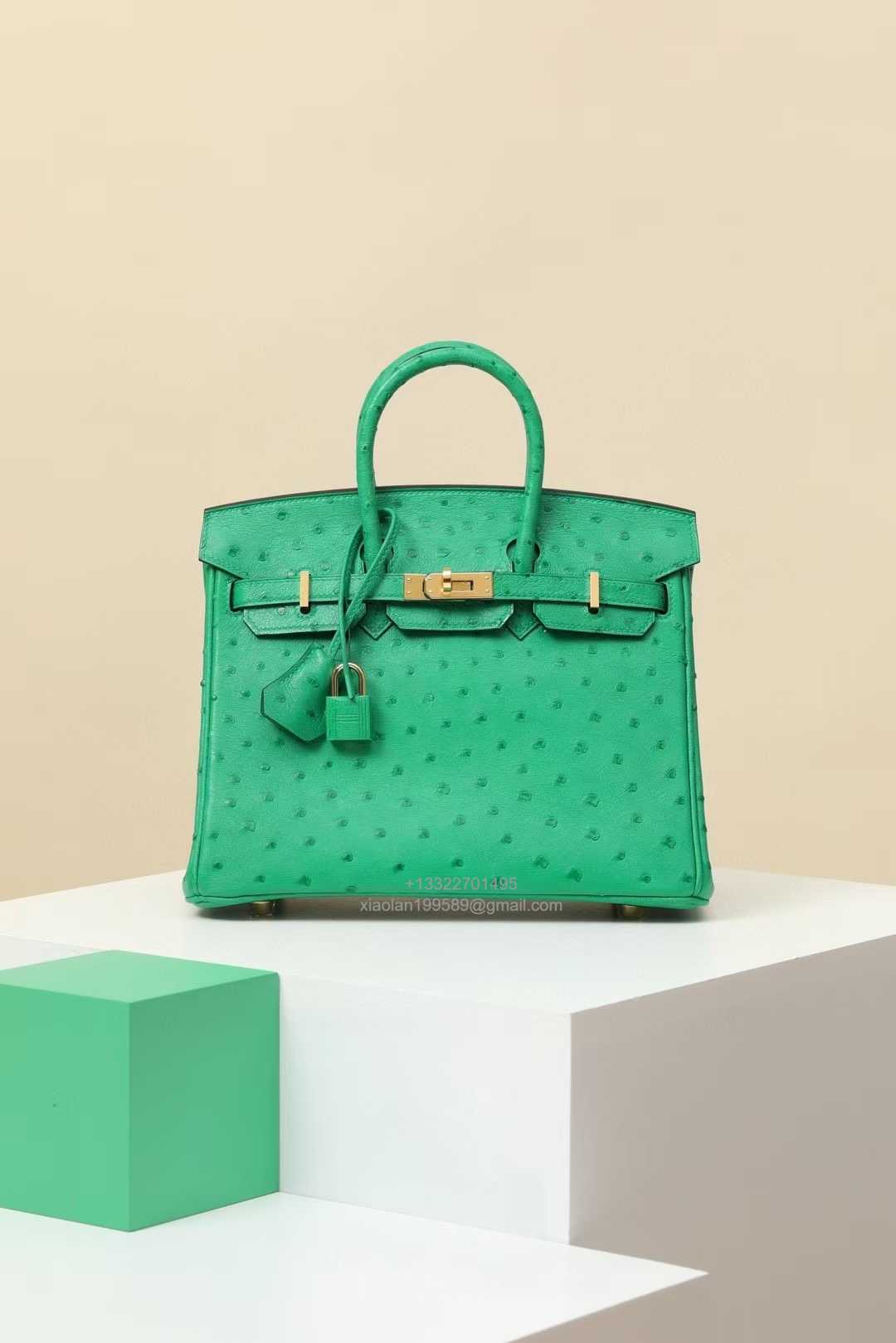 Birkin 25/30/35cm South African KK Ostrich Leather, Premium Fully Handcrafted Exclusive Custom –Velvet Green - Jinteng Luxury Collection bags