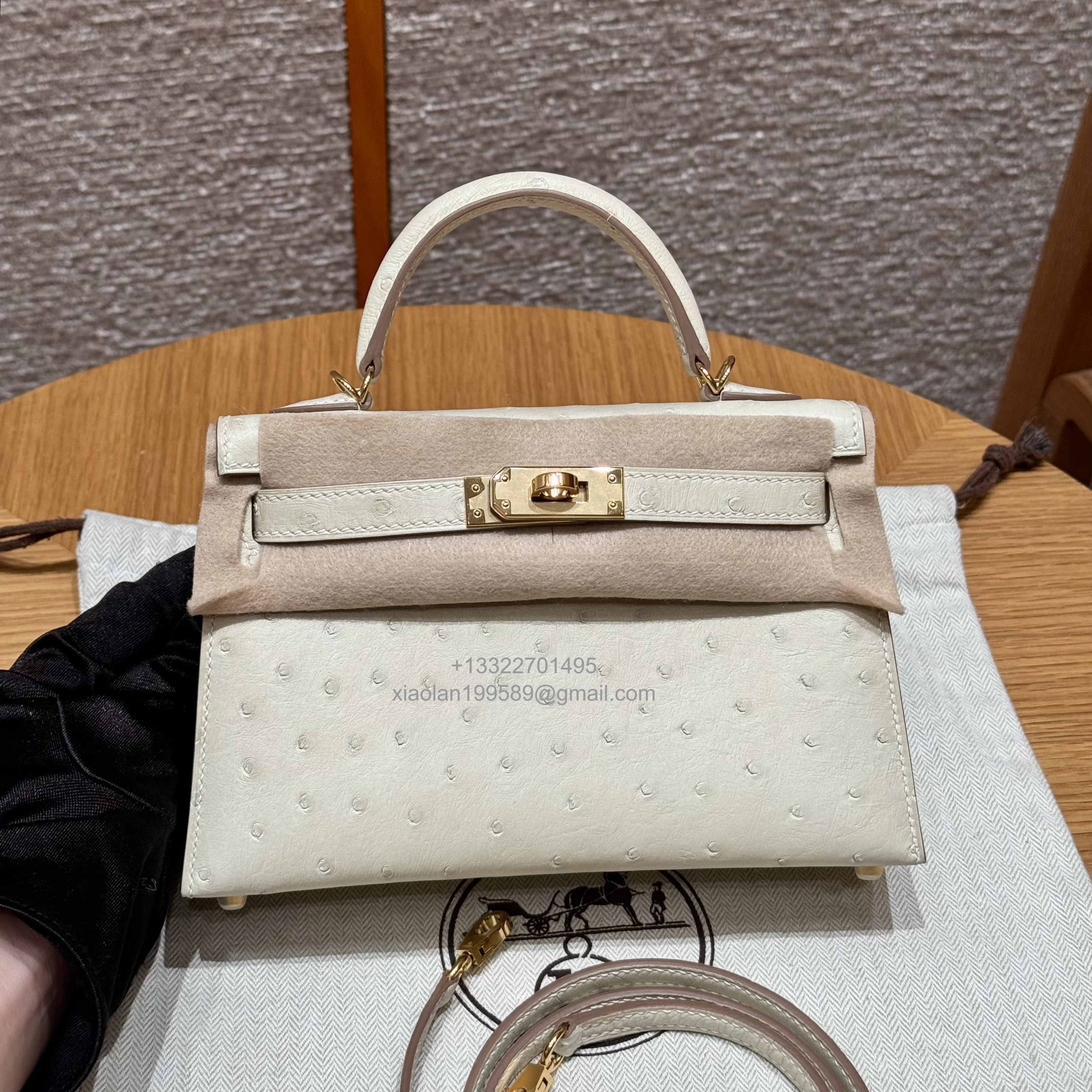 Hermès Mini Kelly Sellier II 20 in Ostrich Leather Beton - Jinteng Luxury Collection bags