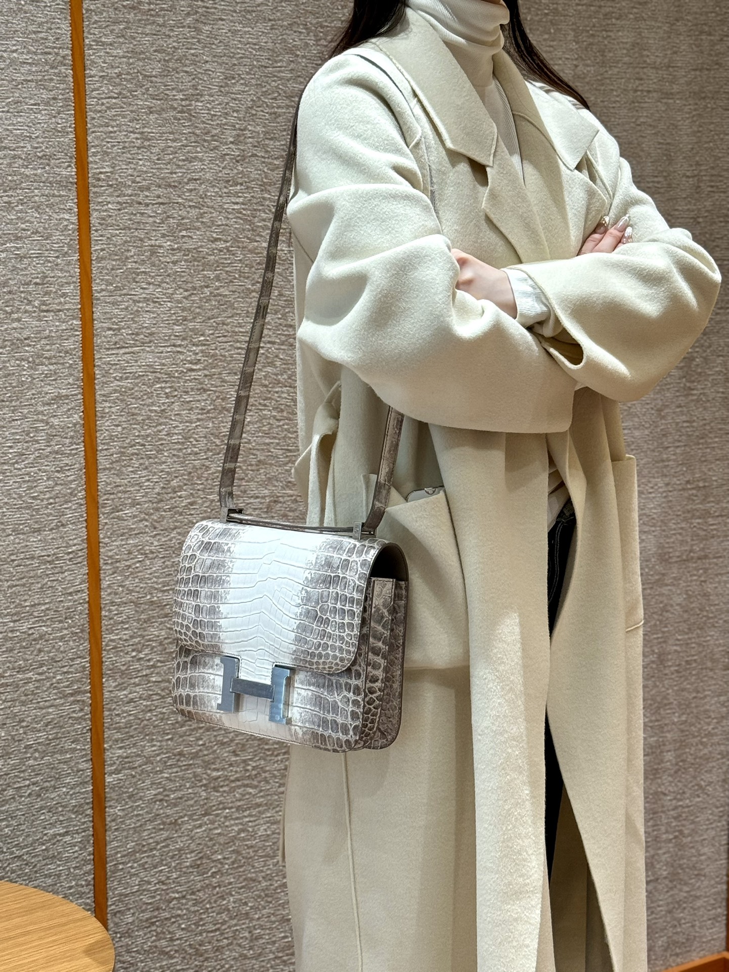 Hermès Signature Treasure — Himalaya Crocodile Constance 18/24cm, Premium Hand-Stitched Private Customization. - Jinteng Luxury Collection bags