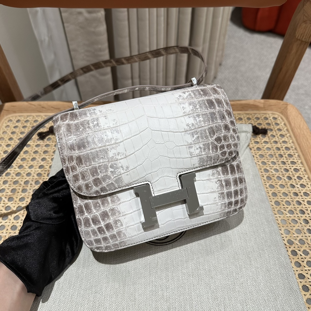 Hermès Signature Treasure — Himalaya Crocodile Constance 18/24cm, Premium Hand-Stitched Private Customization. - Jinteng Luxury Collection bags