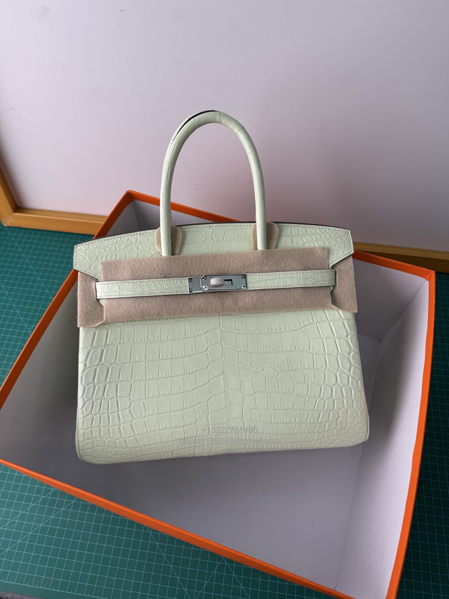 Hermès birkin 25/30/35cm in Crocodile Leather, Fully Handmade Premium Private Customization-Bubble Green - Jinteng Luxury Collection bags