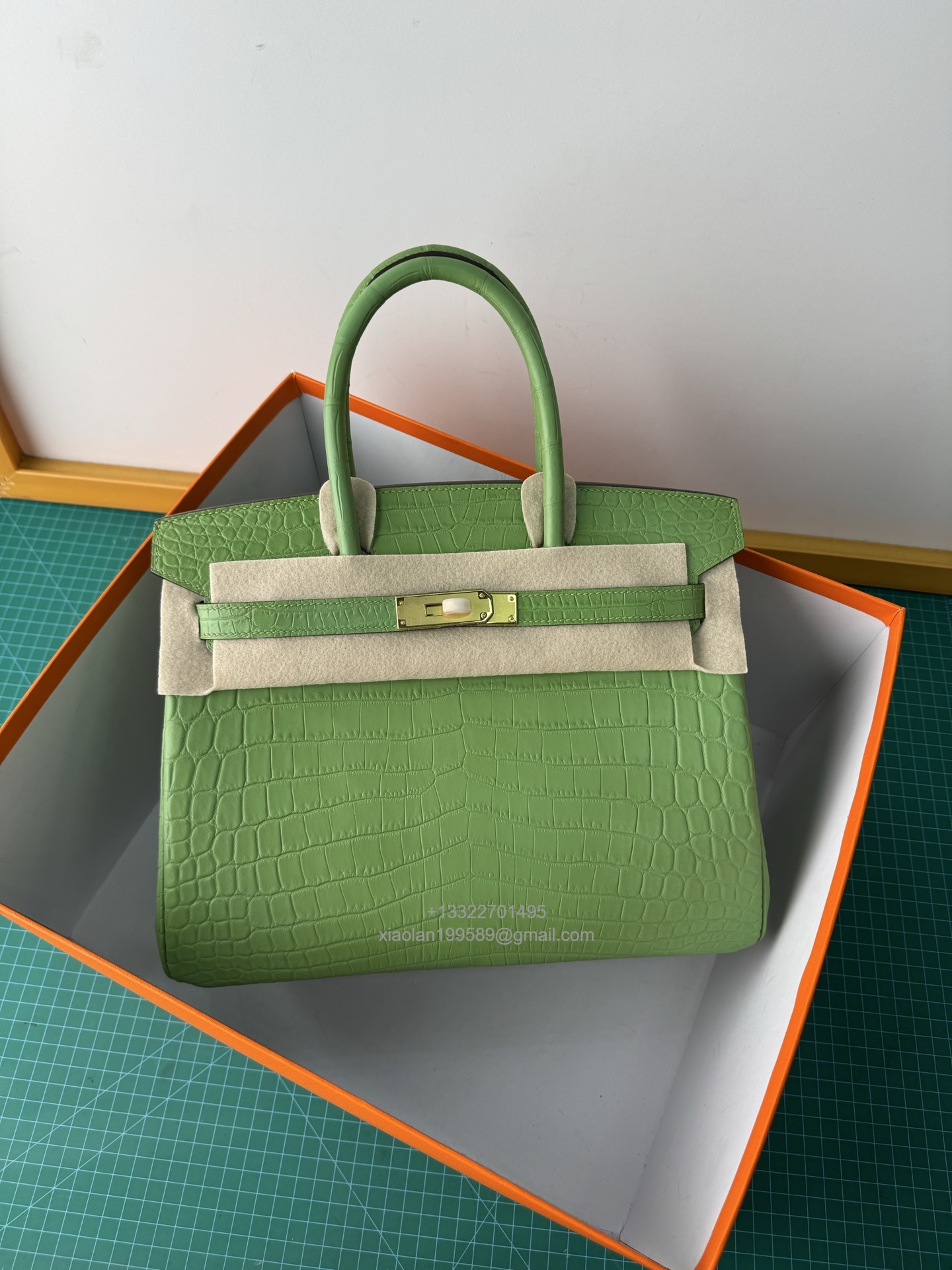 Hermès birkin 25/30/35cm in Crocodile Leather, Fully Handmade Premium Private Customization-Avocado Green - Jinteng Luxury Collection bags