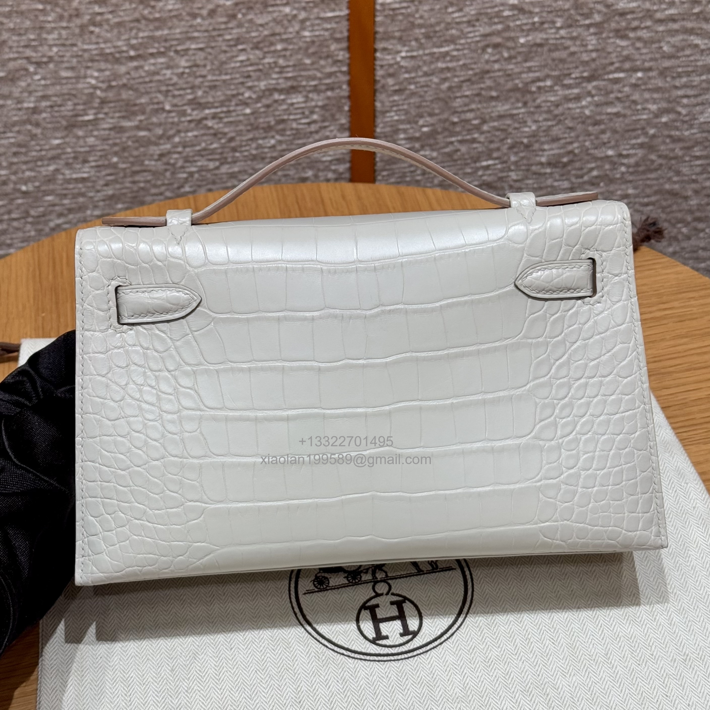 Hermès Kelly Pochette Clutch Bag Matte Crocodile Leather, Fully Handmade Premium Customization – Concrete Grey - Jinteng Luxury Collection bags