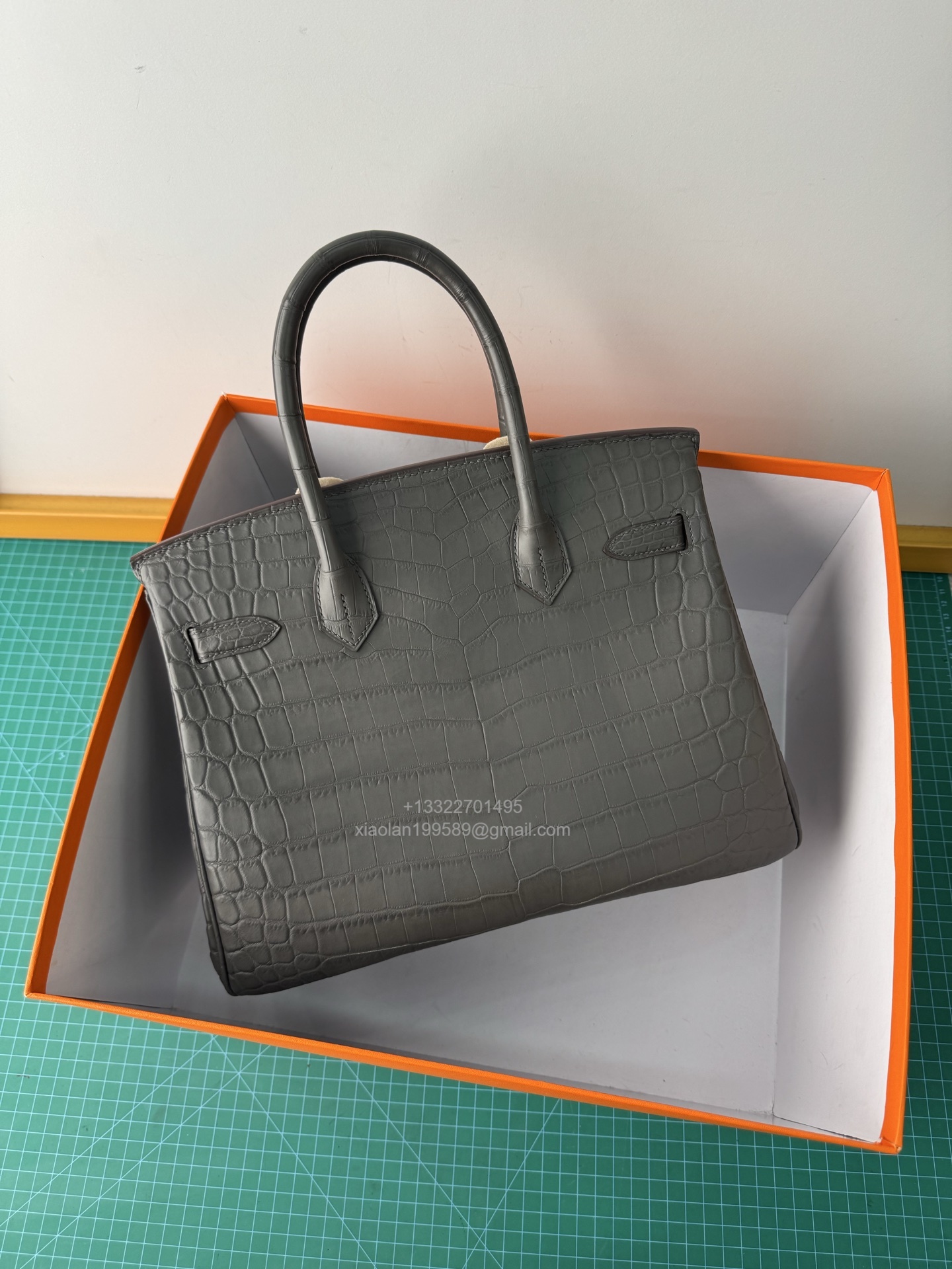 Hermès birkin 25/30/35cm in Crocodile Leather, Fully Handmade Premium Private Customization-Etain - Jinteng Luxury Collection bags