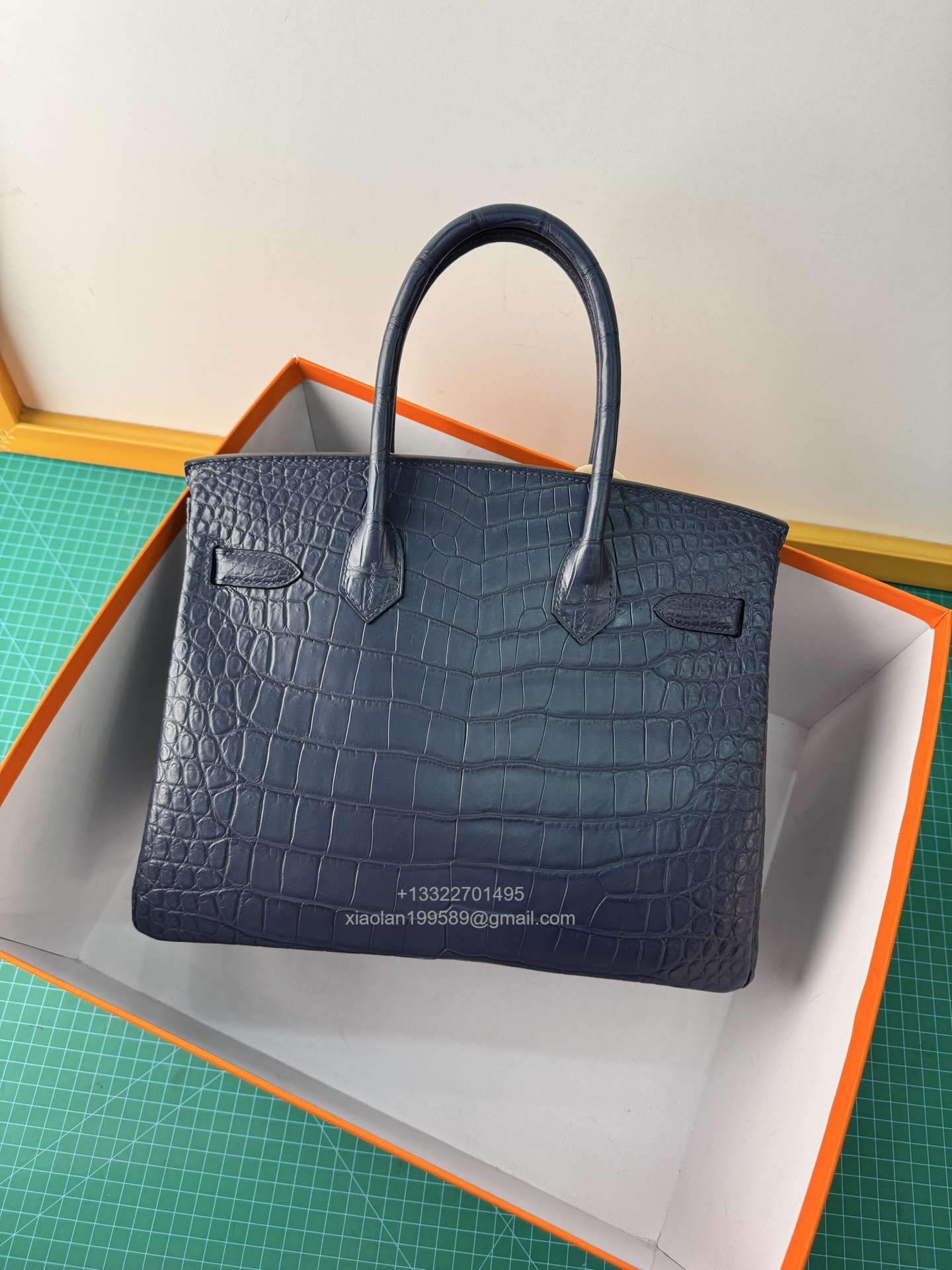 Hermès birkin 25/30/35cm in Crocodile Leather, Fully Handmade Premium Private Customization-Deep Blue - Jinteng Luxury Collection bags
