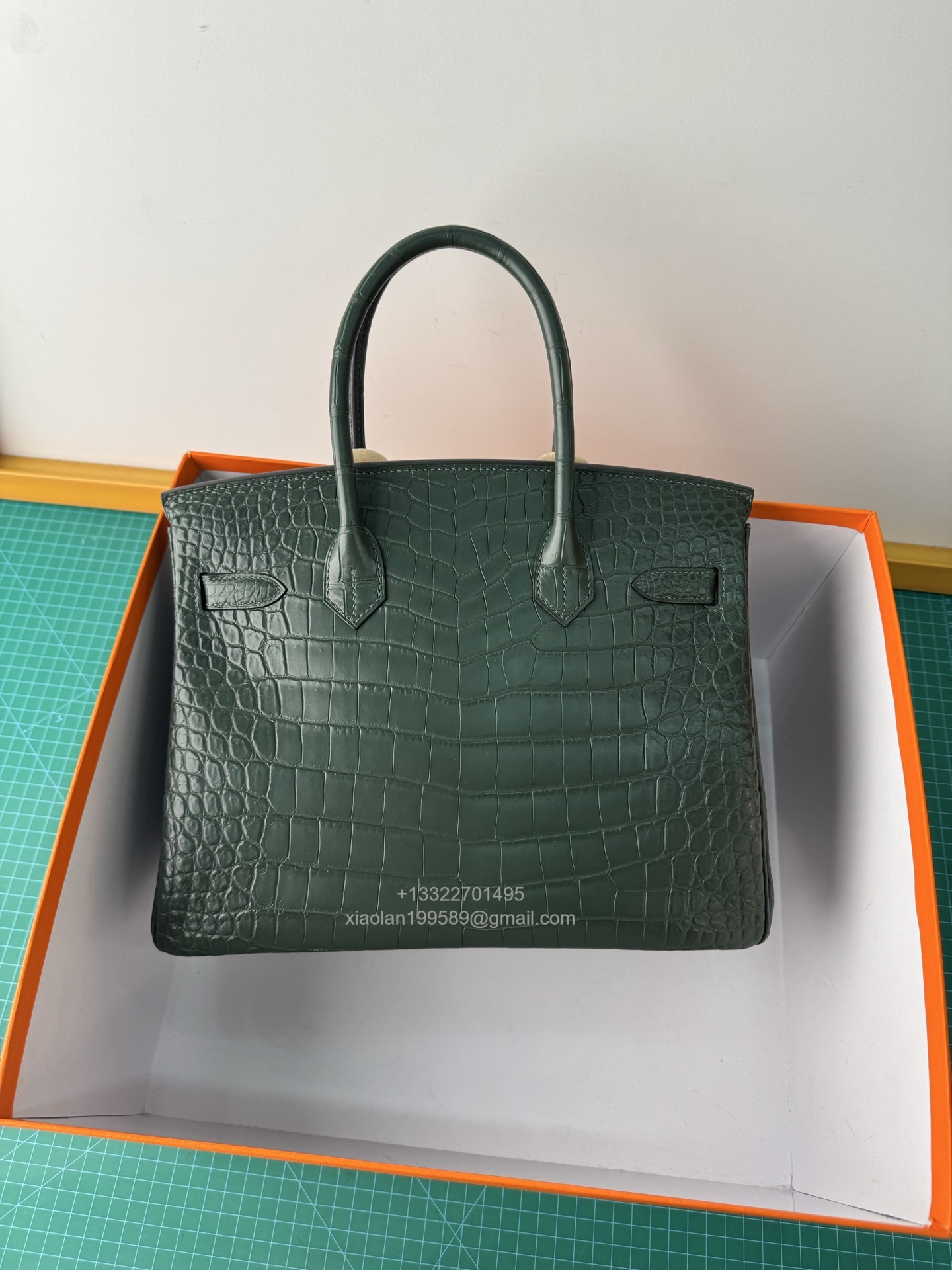 Hermès birkin 25/30/35cm in Crocodile Leather, Fully Handmade Premium Private Customization-Vert Titien - Jinteng Luxury Collection bags