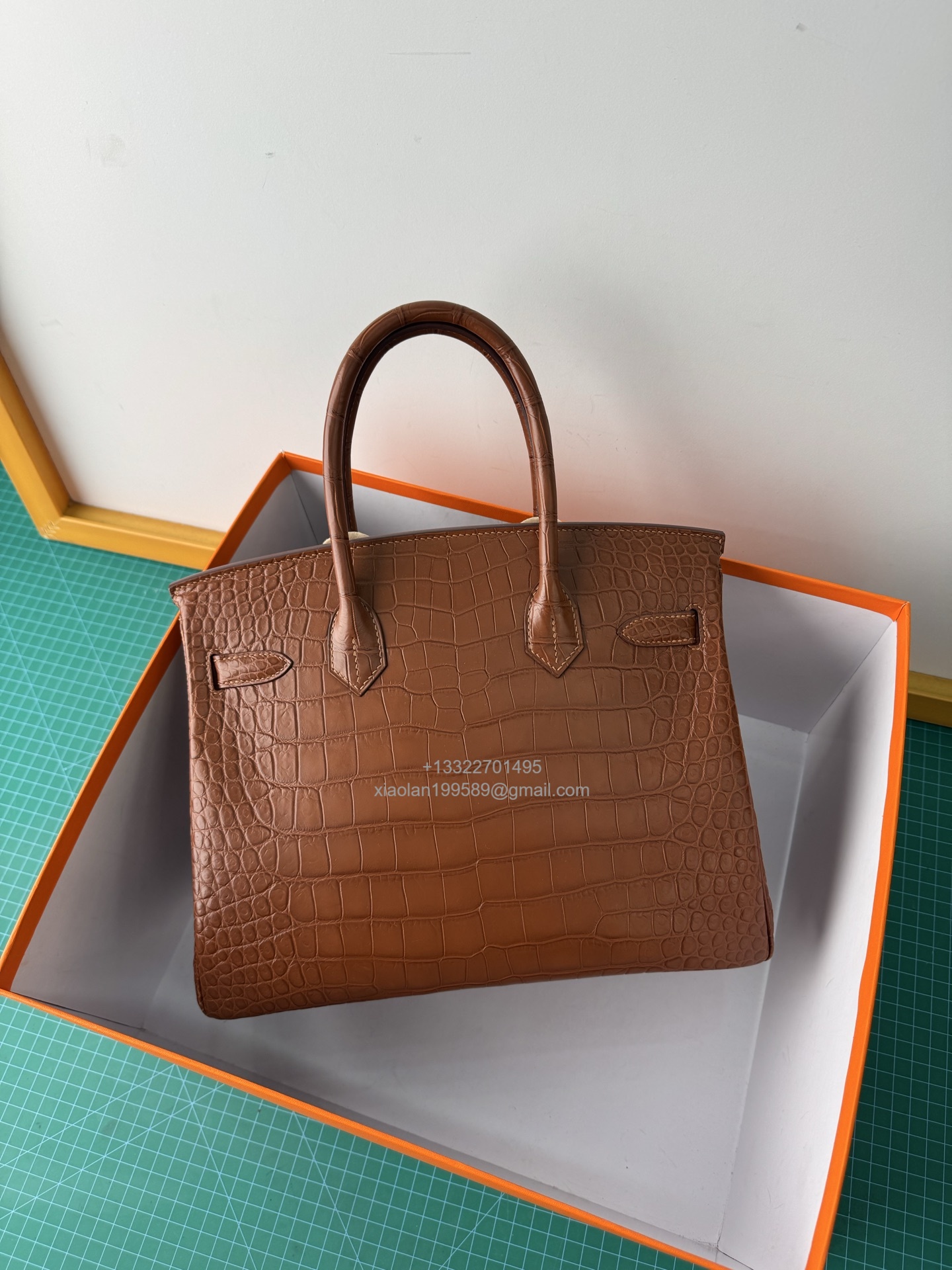 Hermès birkin 25/30/35cm in Crocodile Leather, Fully Handmade Premium Private Customization-Gold Brown - Jinteng Luxury Collection bags