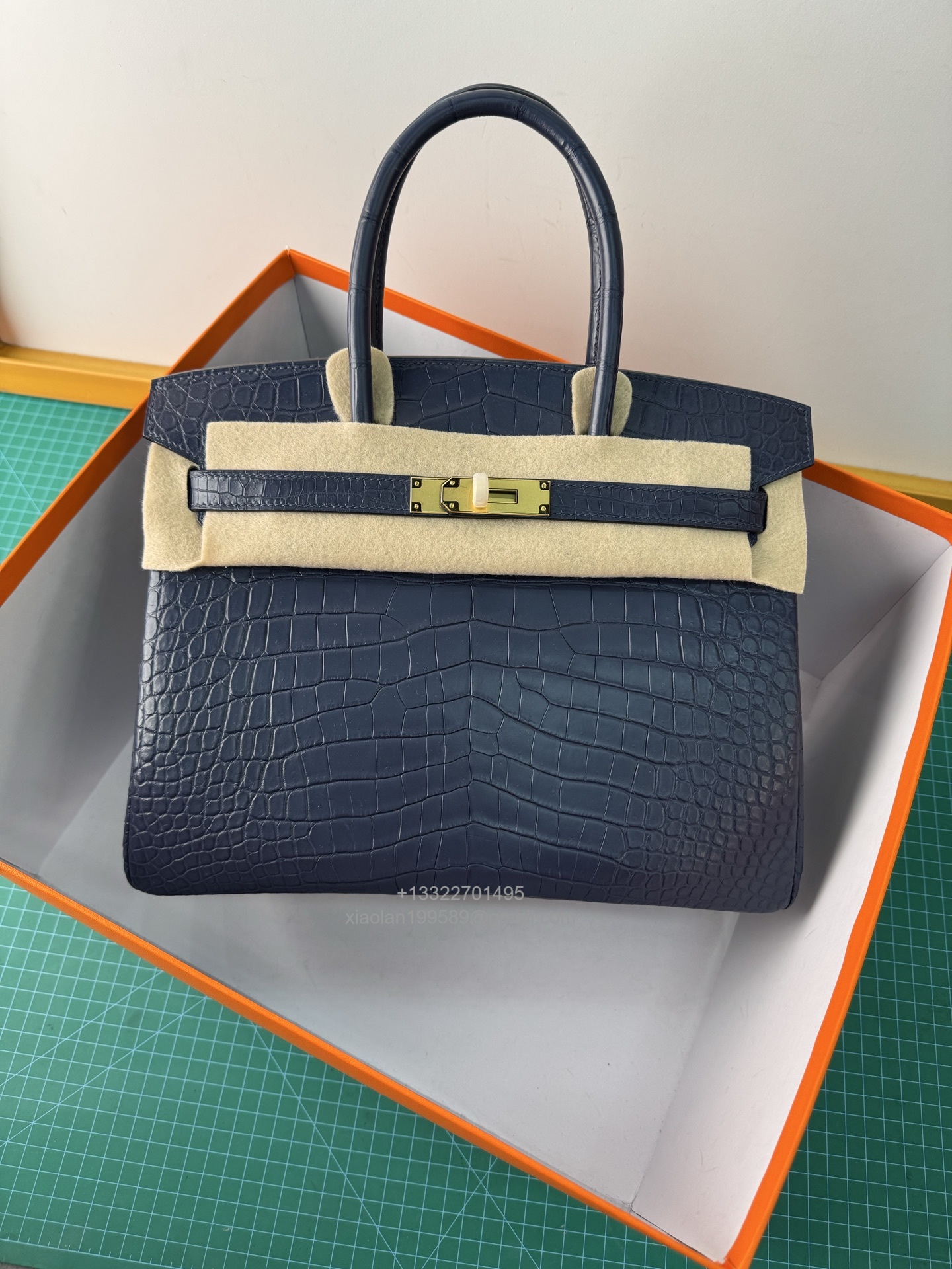 Hermès birkin 25/30/35cm in Crocodile Leather, Fully Handmade Premium Private Customization-Deep Blue - Jinteng Luxury Collection bags
