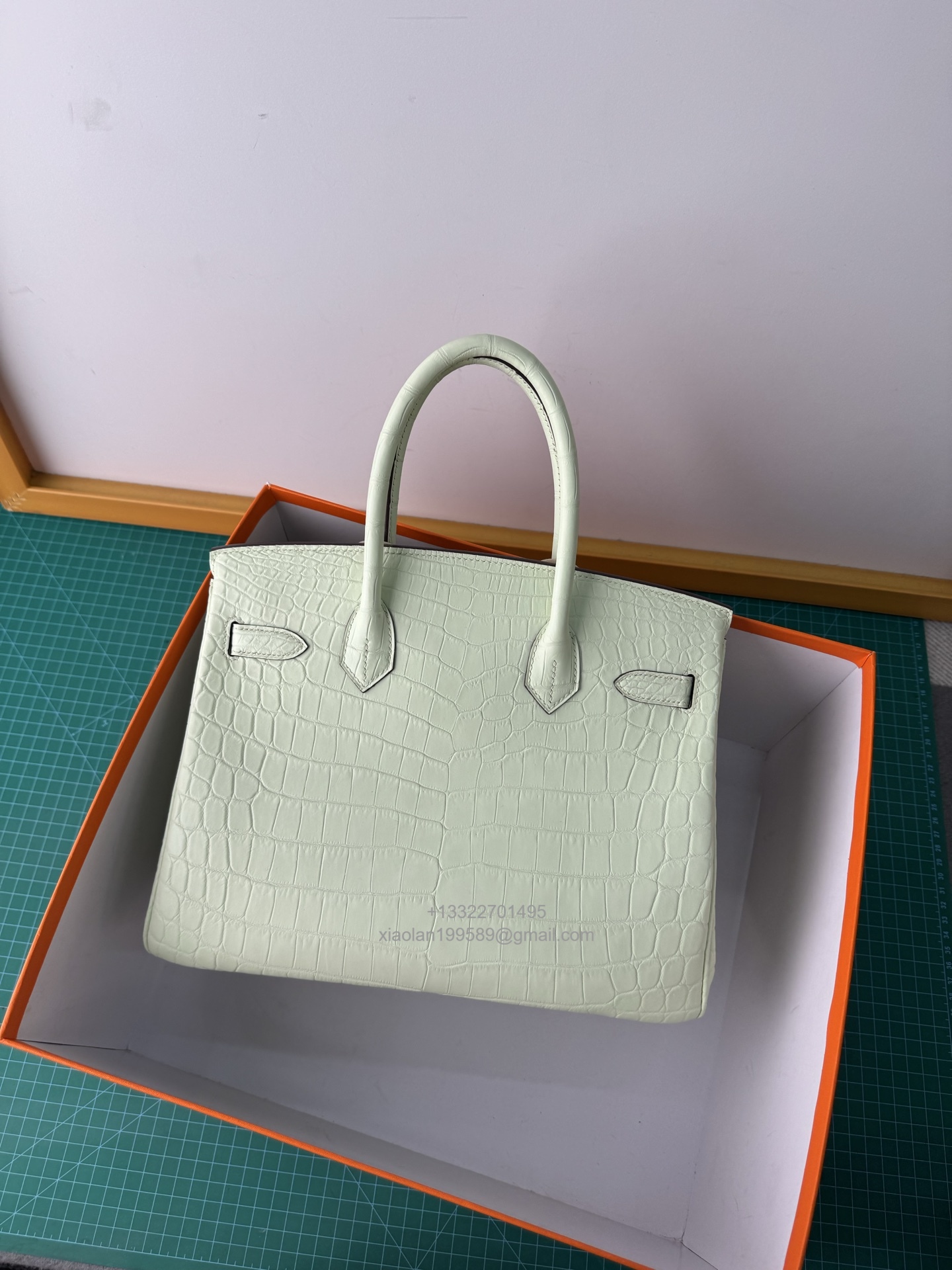 Hermès birkin 25/30/35cm in Crocodile Leather, Fully Handmade Premium Private Customization-Bubble Green - Jinteng Luxury Collection bags