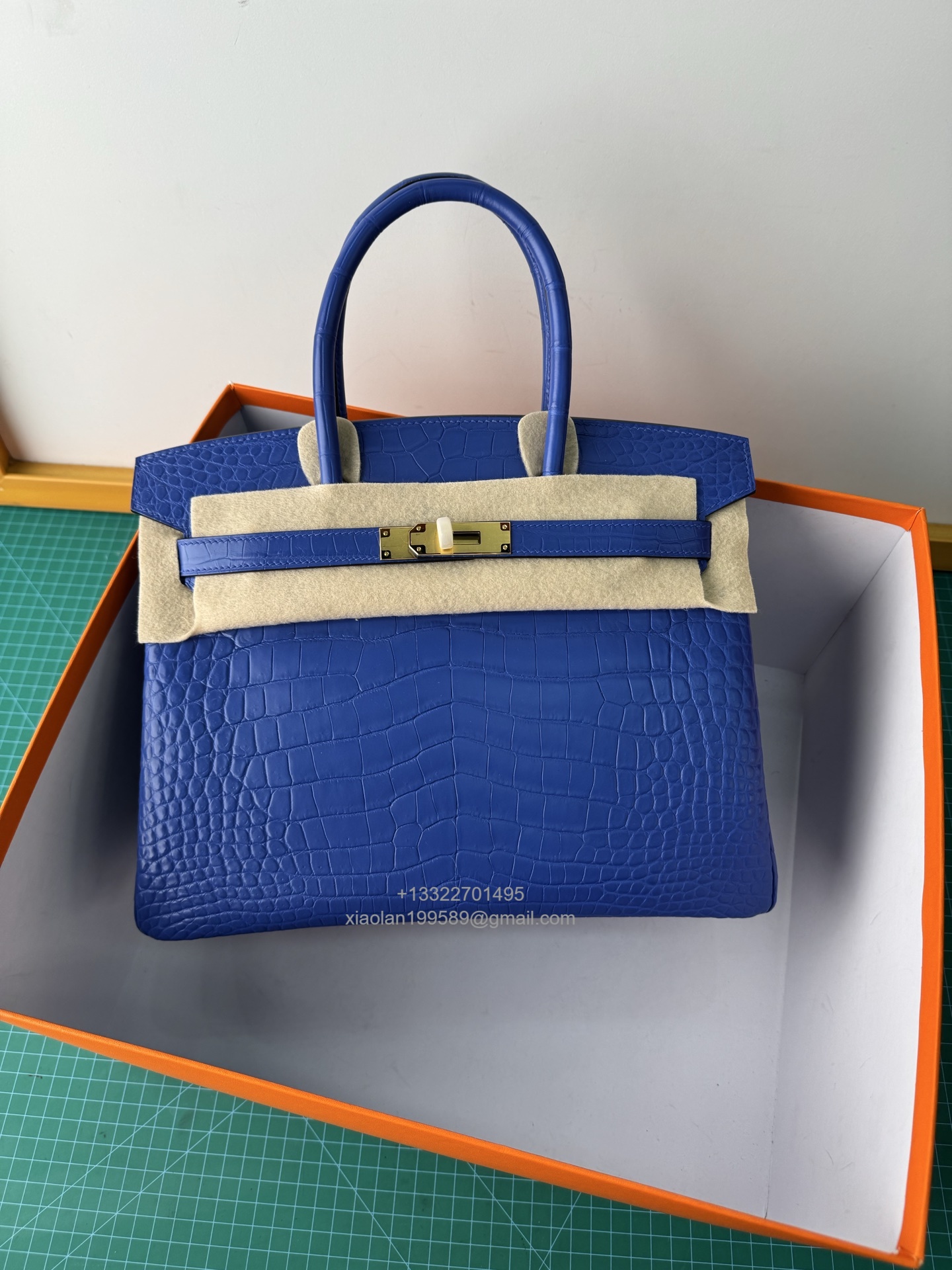 Hermès birkin 25/30/35cm in Crocodile Leather, Fully Handmade Premium Private Customization-Gem Blue - Jinteng Luxury Collection bags