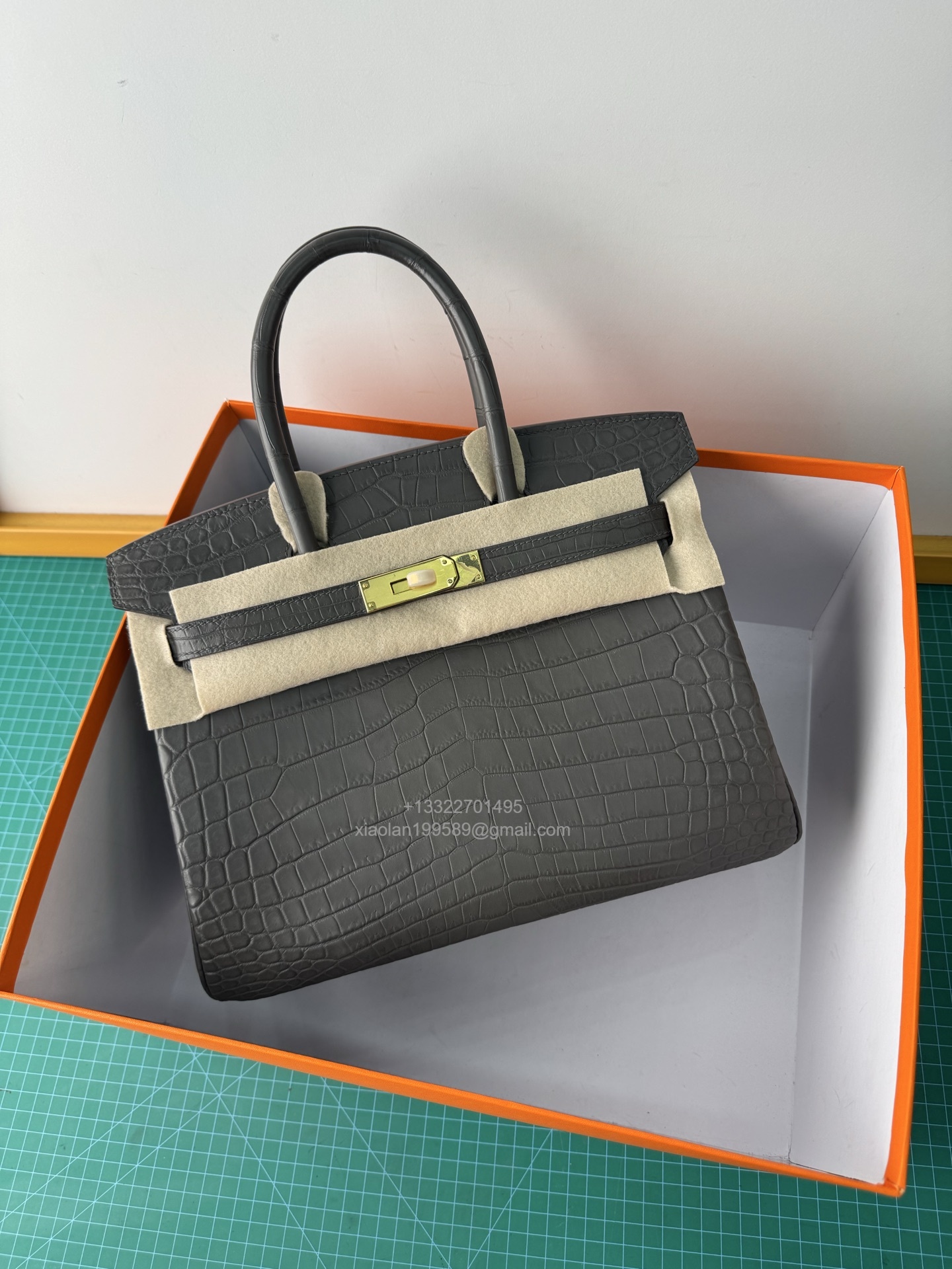 Hermès birkin 25/30/35cm in Crocodile Leather, Fully Handmade Premium Private Customization-Etain - Jinteng Luxury Collection bags