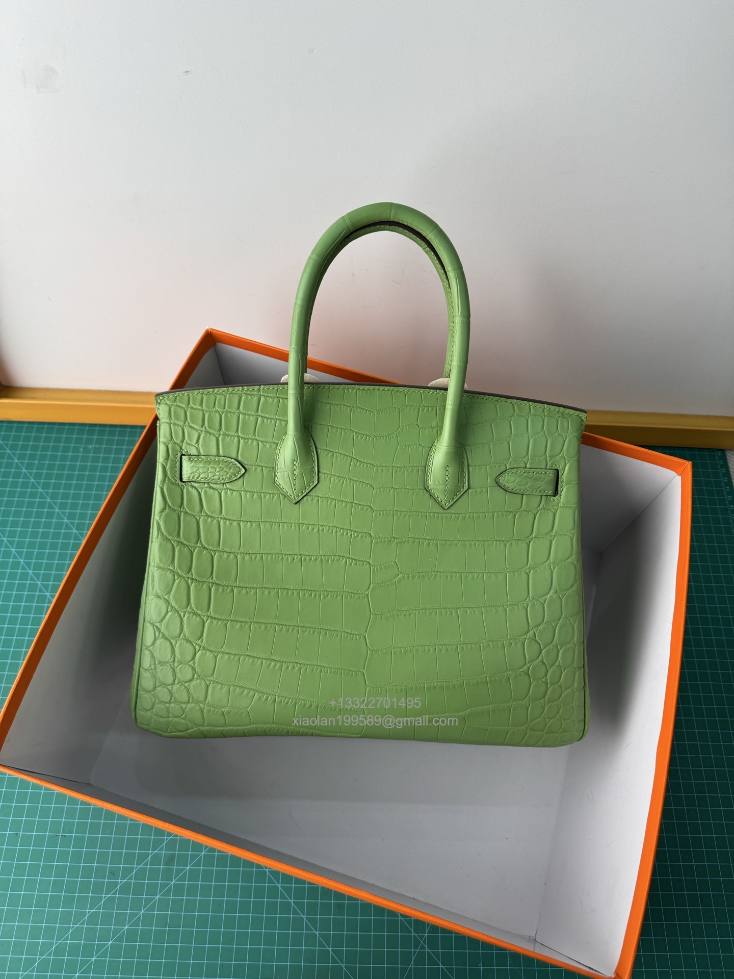 Hermès birkin 25/30/35cm in Crocodile Leather, Fully Handmade Premium Private Customization-Avocado Green - Jinteng Luxury Collection bags