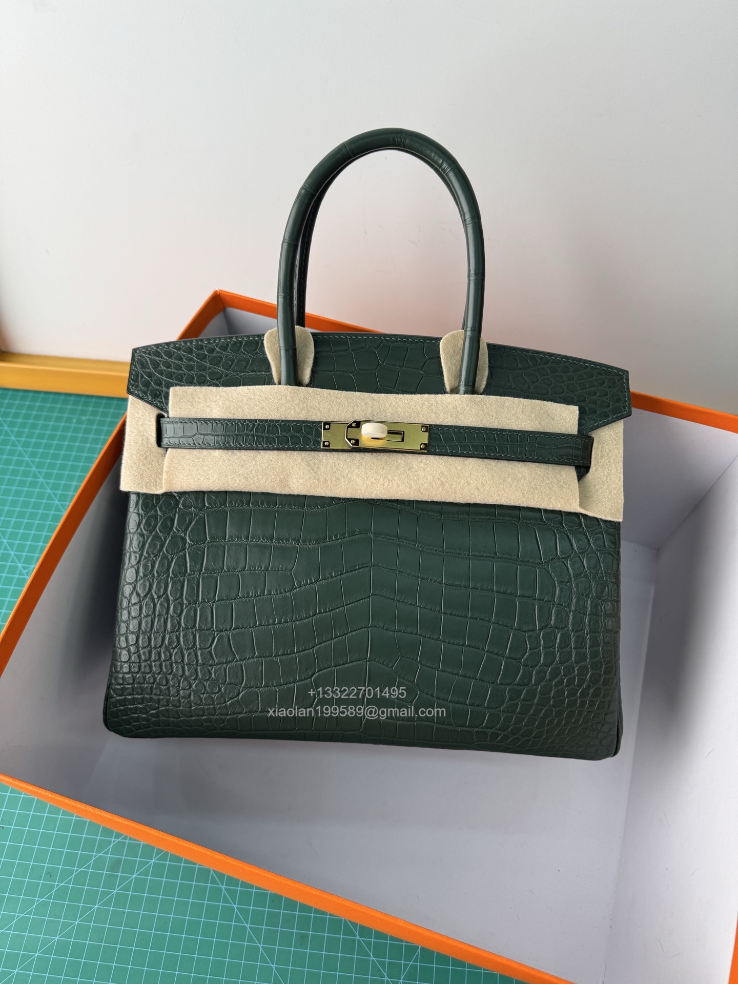 Hermès birkin 25/30/35cm in Crocodile Leather, Fully Handmade Premium Private Customization-Vert Titien - Jinteng Luxury Collection bags