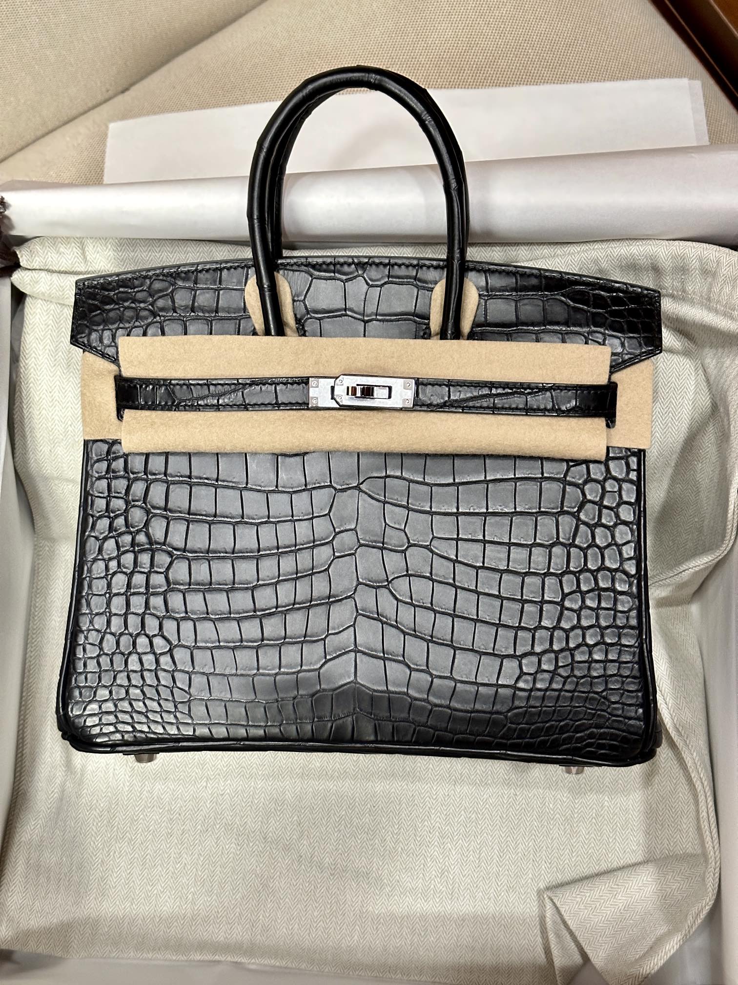 Hermès birkin 25/30/35cm in Crocodile Leather, Fully Handmade Premium Private Customization-Black - Jinteng Luxury Collection bags