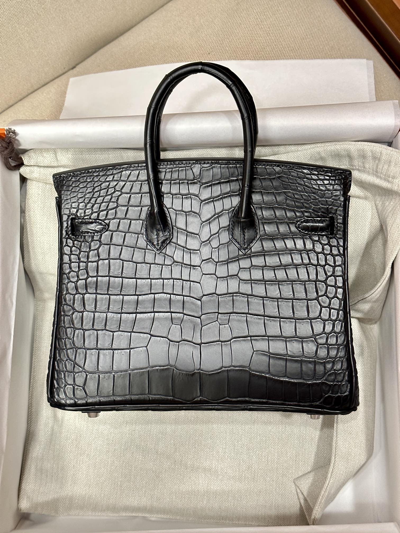 Hermès birkin 25/30/35cm in Crocodile Leather, Fully Handmade Premium Private Customization-Black - Jinteng Luxury Collection bags