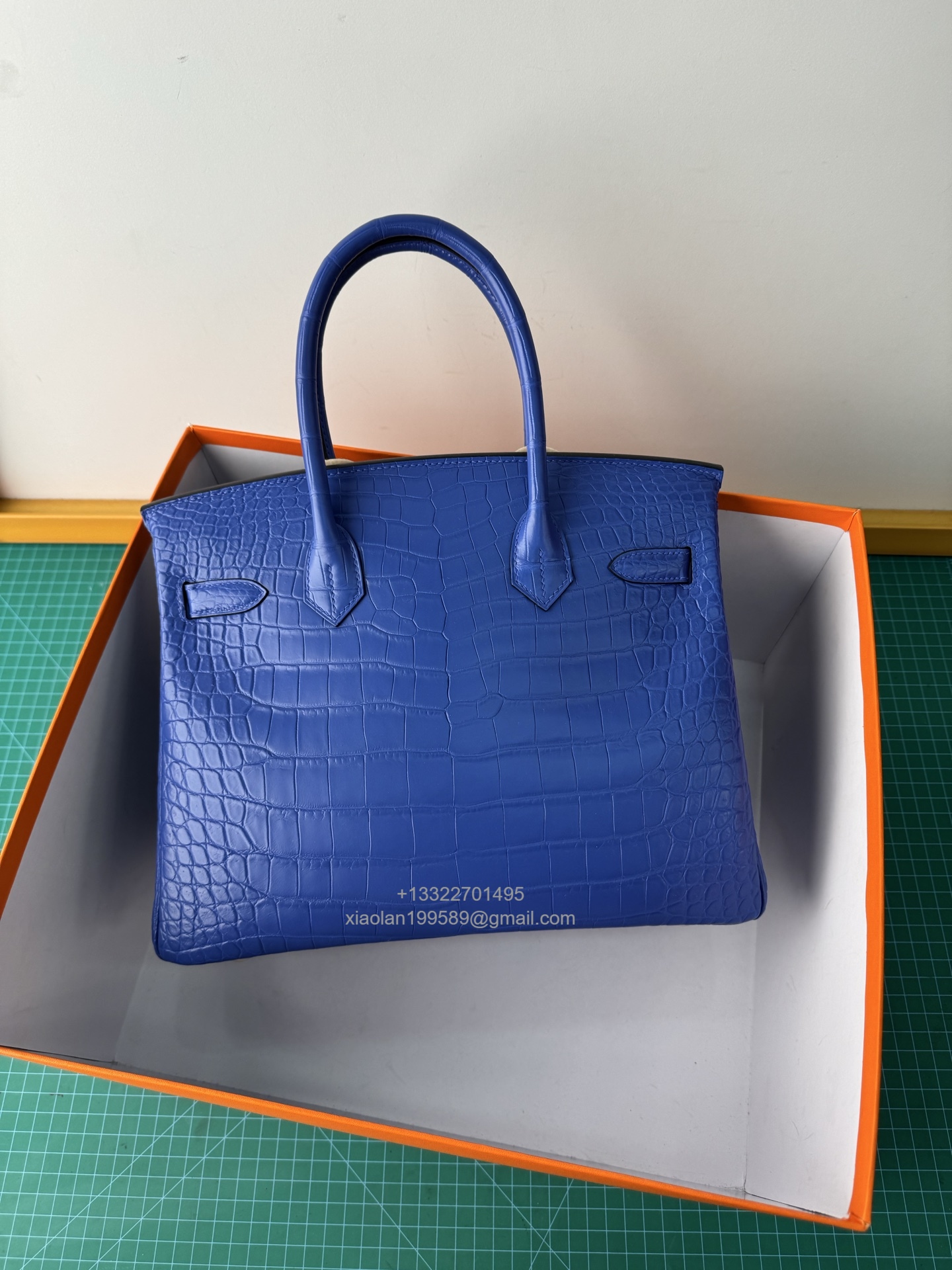 Hermès birkin 25/30/35cm in Crocodile Leather, Fully Handmade Premium Private Customization-Gem Blue - Jinteng Luxury Collection bags