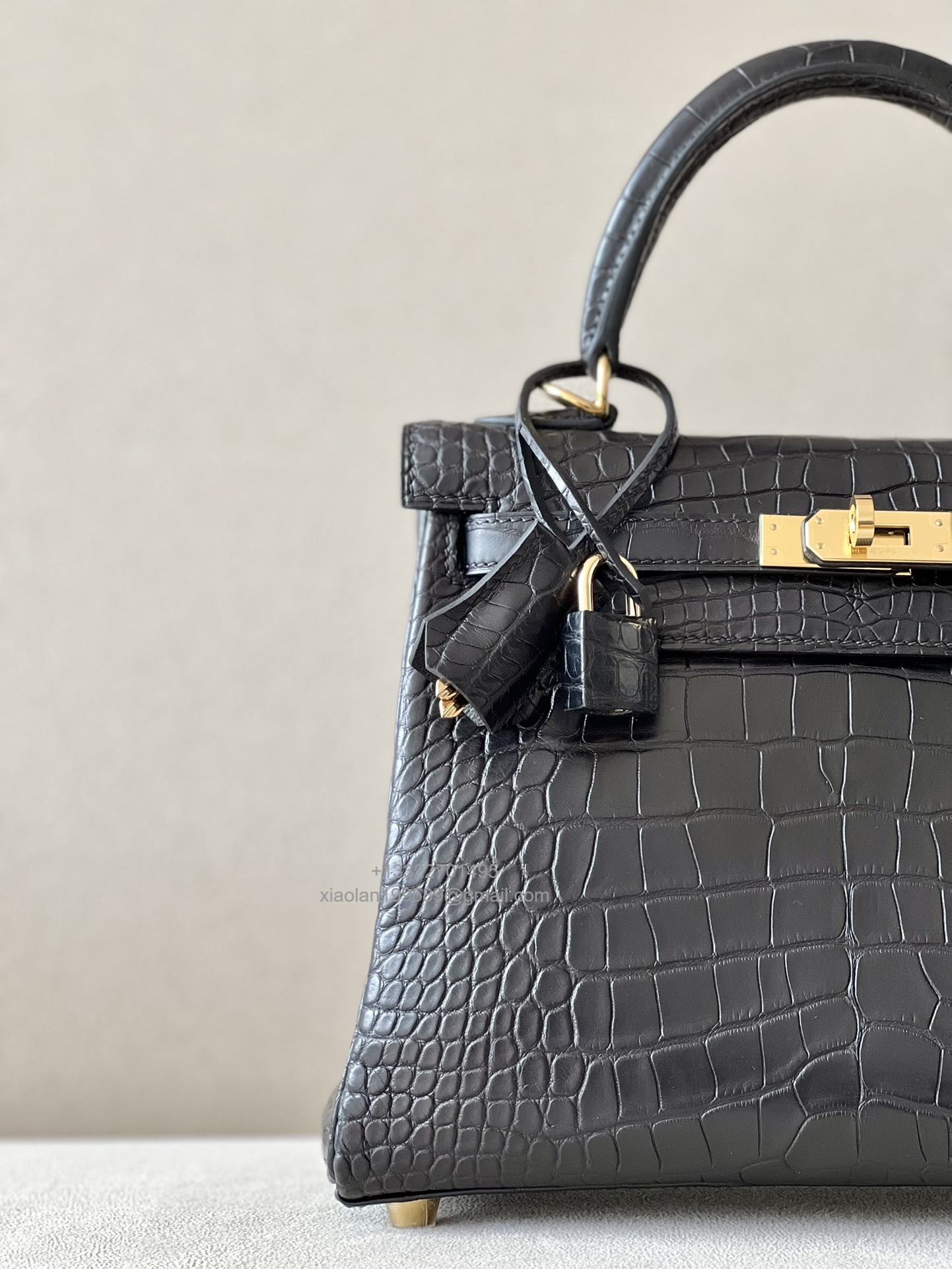 Hermès Kelly 25/28/32cm in Crocodile Leather, Fully Handmade Premium Private Customization-Black - Jinteng Luxury Collection bags