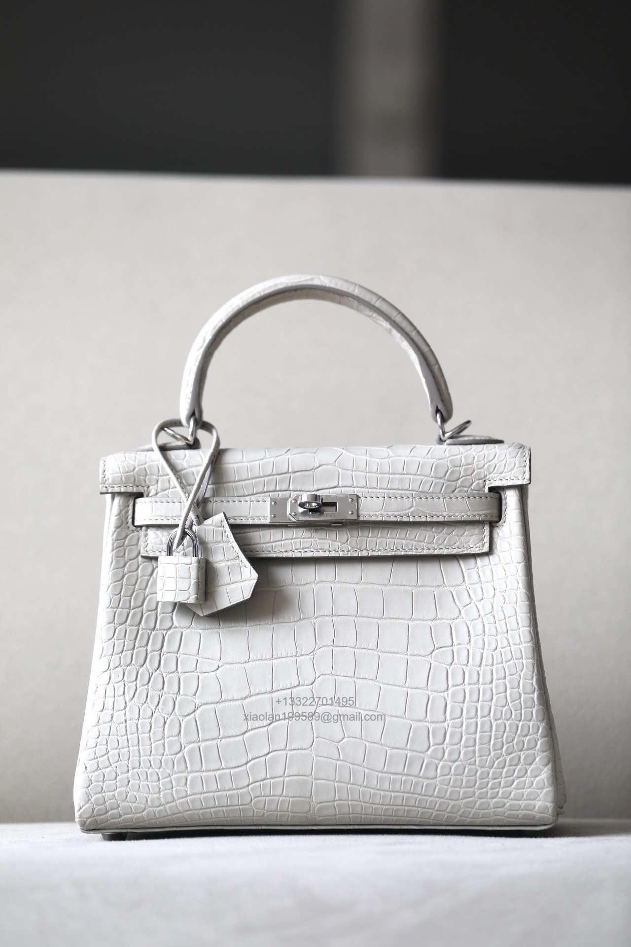 Hermès Kelly 25/28/32cm in Crocodile Leather, Fully Handmade Premium Private Customization-Milkshake White - Jinteng Luxury Collection bags