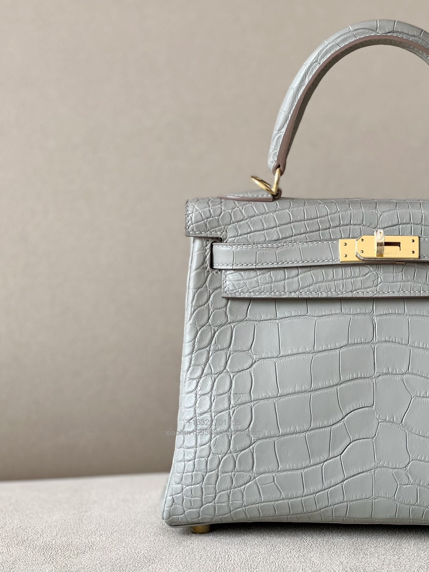 Hermès Kelly 25/28/32cm in Crocodile Leather, Fully Handmade Premium Private Customization-Pearl Grey - Jinteng Luxury Collection bags