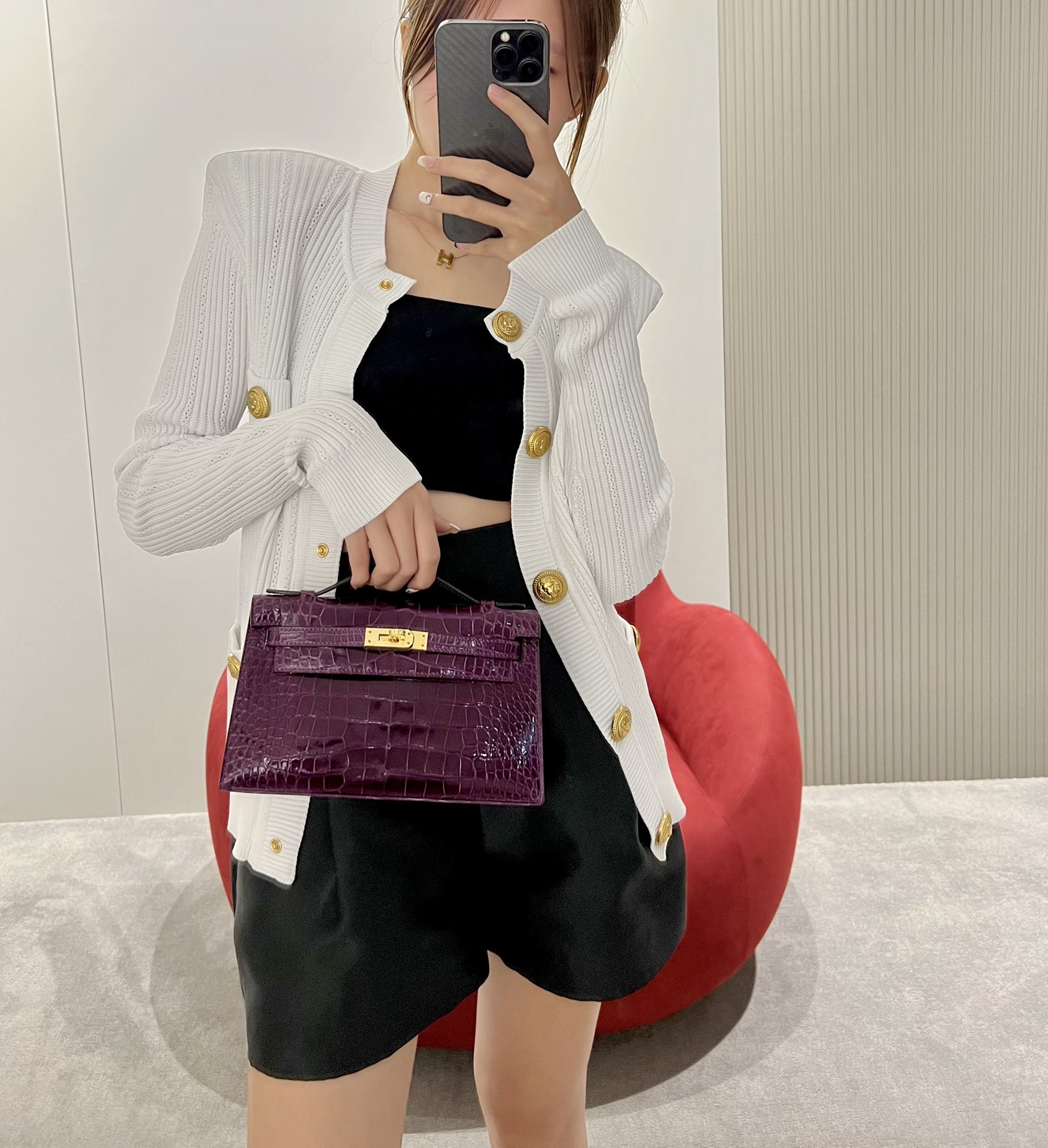 Hermès Kelly Pochette Clutch Bag Shiny Crocodile Leather, Fully Handmade Premium Customization – Linen Blue - Jinteng Luxury Collection bags