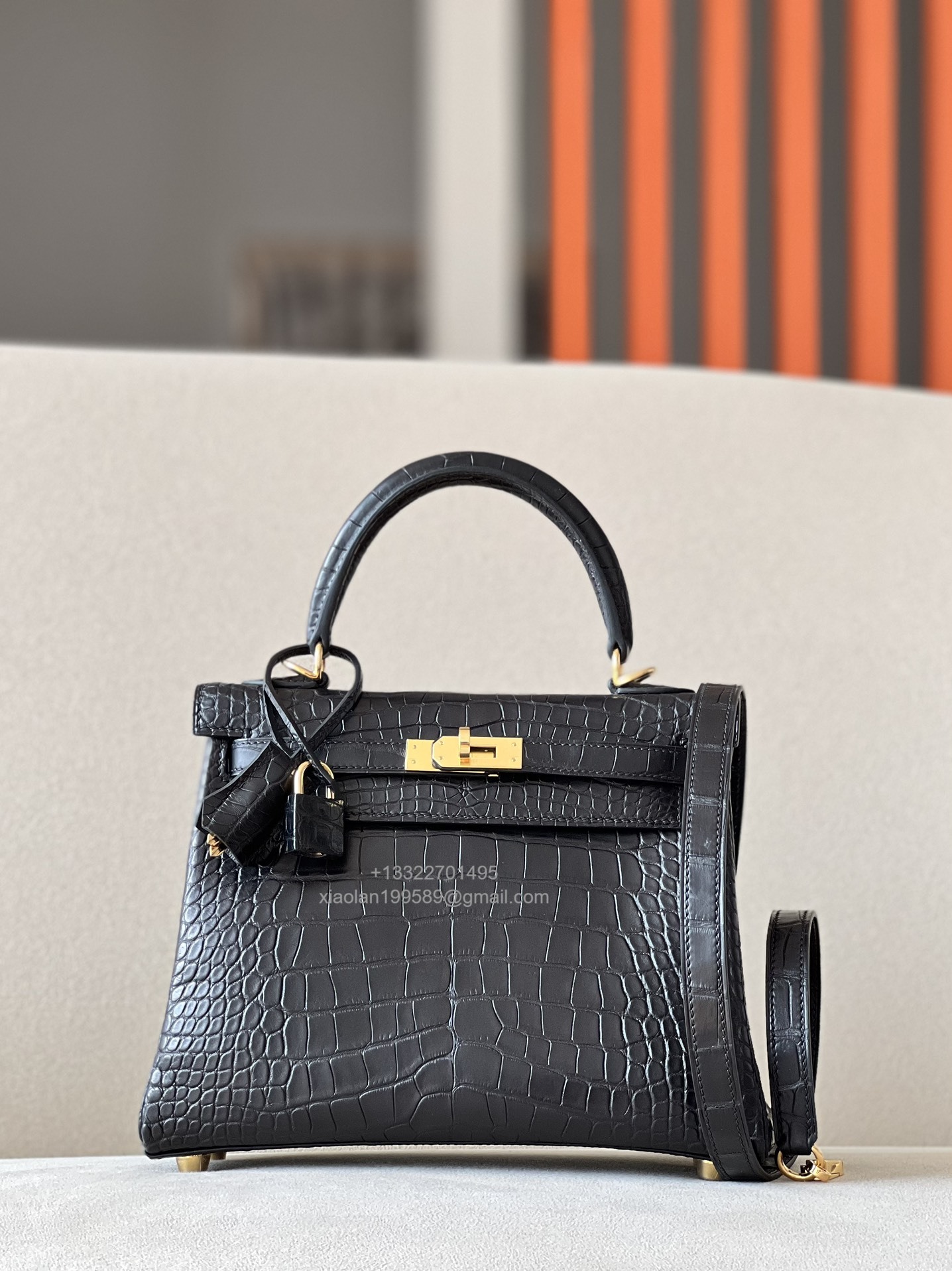 Hermès Kelly 25/28/32cm in Crocodile Leather, Fully Handmade Premium Private Customization-Black - Jinteng Luxury Collection bags