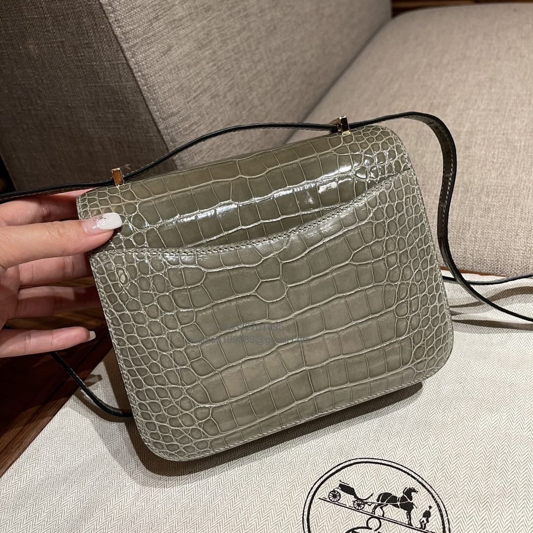 Hermès Constance 18/24cm in Crocodile Leather, Premium Handmade Customization-Taupe - Jinteng Luxury Collection bags