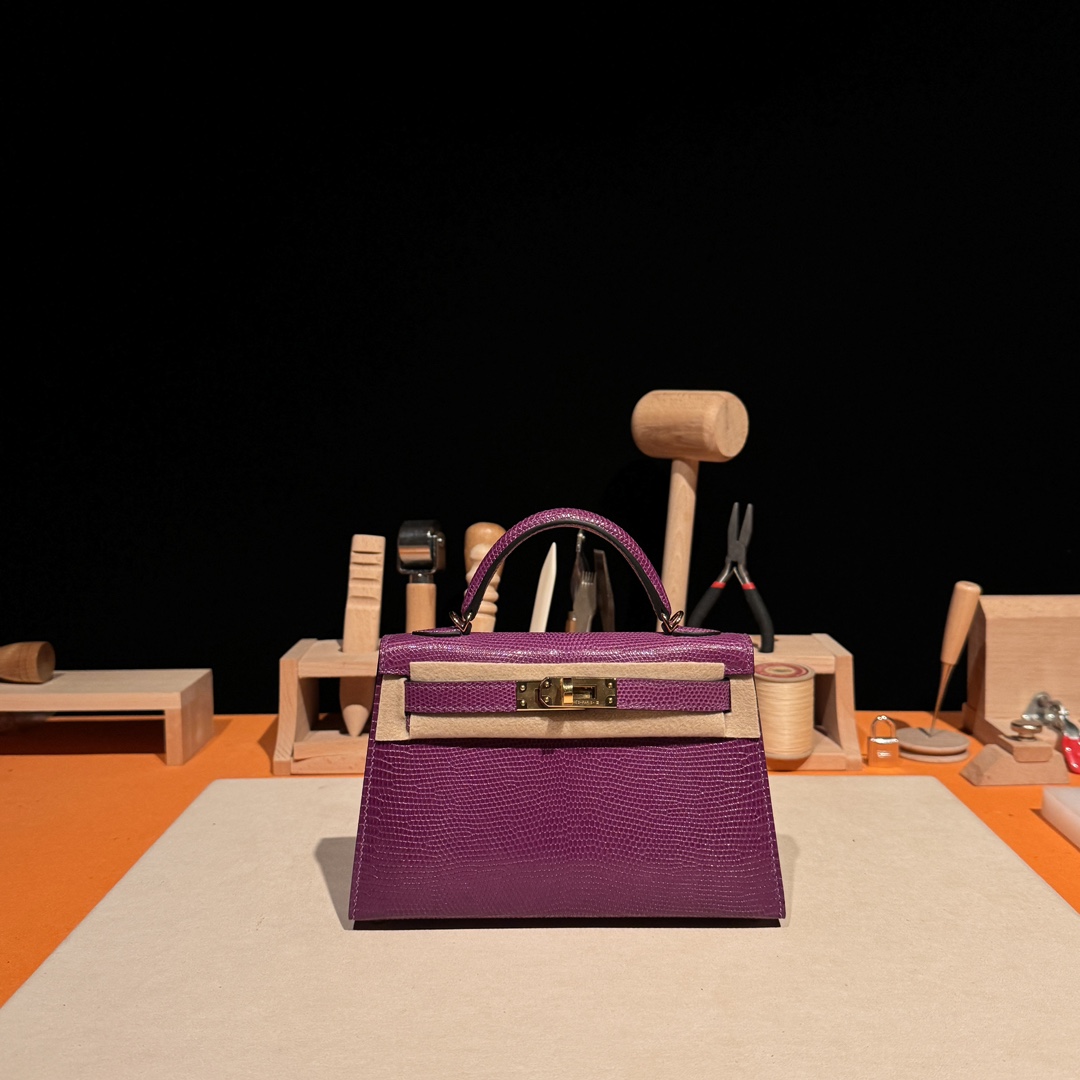 Hermès Mini Kelly II, lizard leather, all handmade ‼️ Anemone Purple - Jinteng Luxury Collection bags