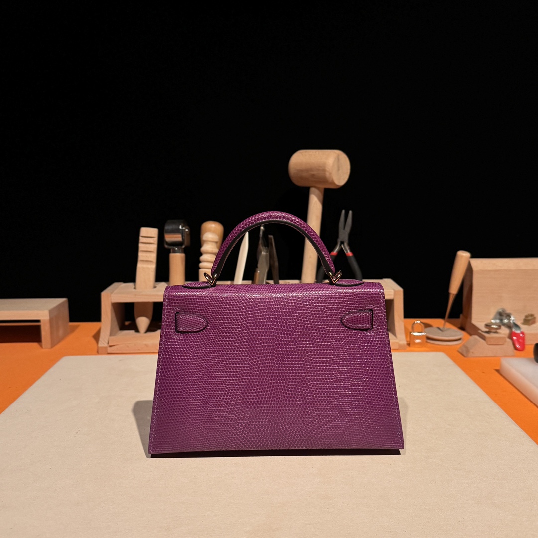 Hermès Mini Kelly II, lizard leather, all handmade ‼️ Anemone Purple - Jinteng Luxury Collection bags