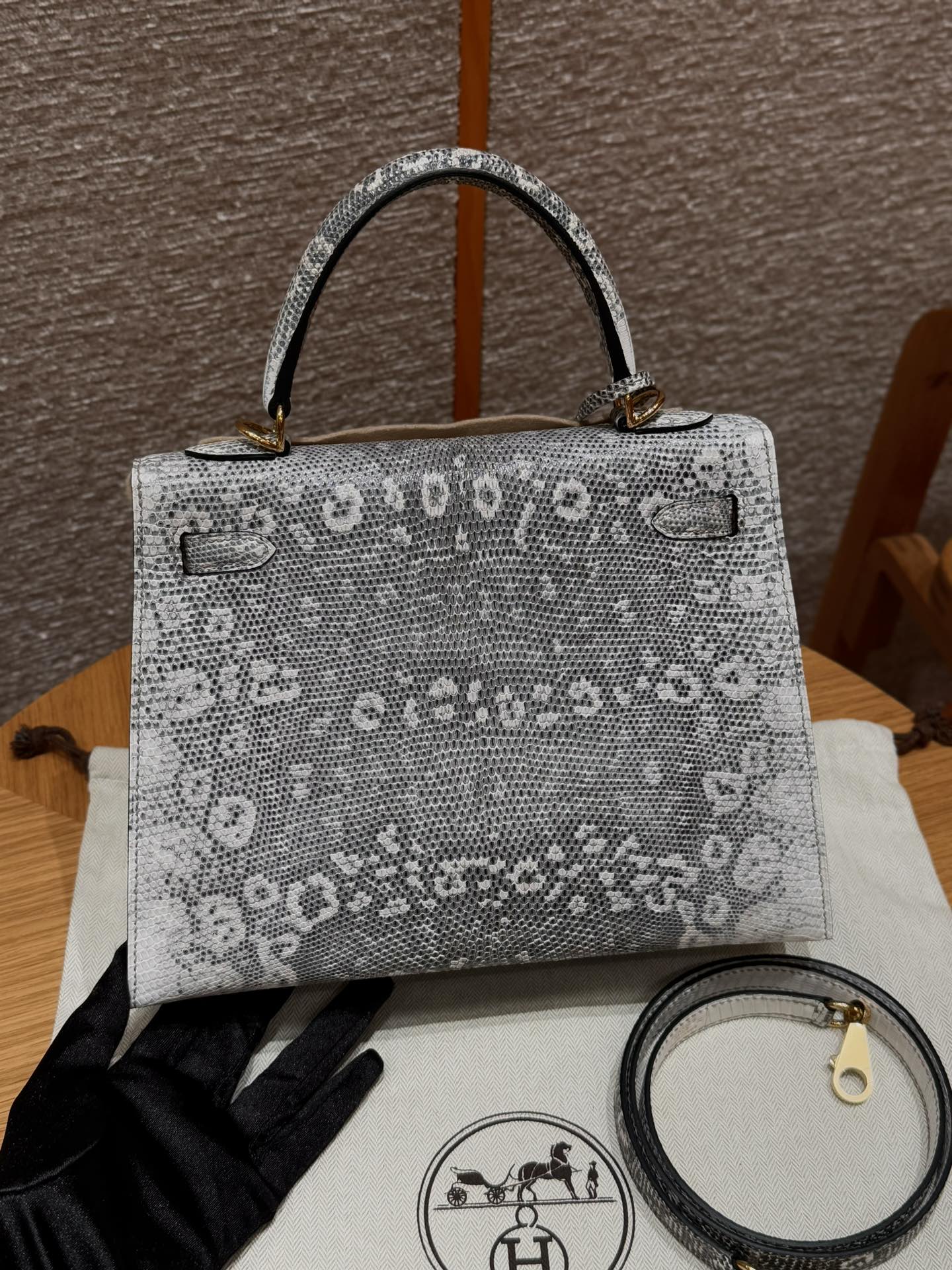 Hermès Kelly – Imported French lizard leather originally from South Africa, 18K gold-plated hardware, premium fully handcrafted exclusive custom-made! Ombre - Jinteng Luxury Collection bags