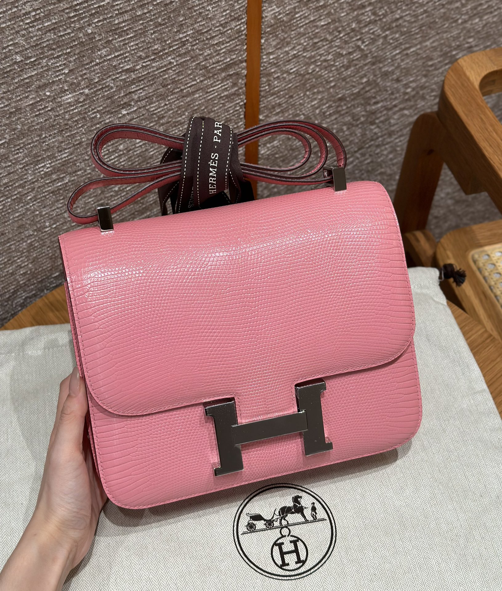 Hermès Constance 18/24 – Imported French lizard leather originally from South Africa, premium fully handcrafted exclusive custom-made!Rose confetti - Jinteng Luxury Collection bags