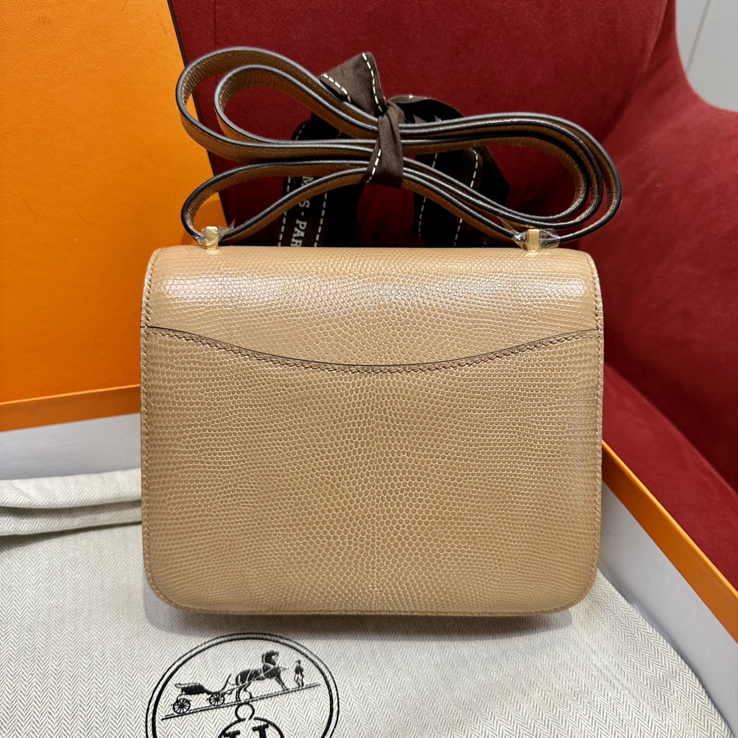 Hermès Constance 18/24 – Imported French lizard leather originally from South Africa, premium fully handcrafted exclusive custom-made!Milk Tea - Jinteng Luxury Collection bags