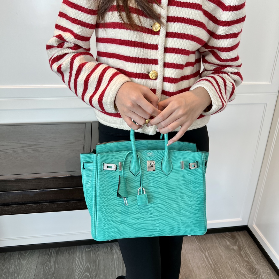 Birkin – Imported French lizard skin, premium stainless steel with 18K gold-plated hardware, fully handcrafted luxury custom-made ‼️/Vert Verone - Jinteng Luxury Collection bags
