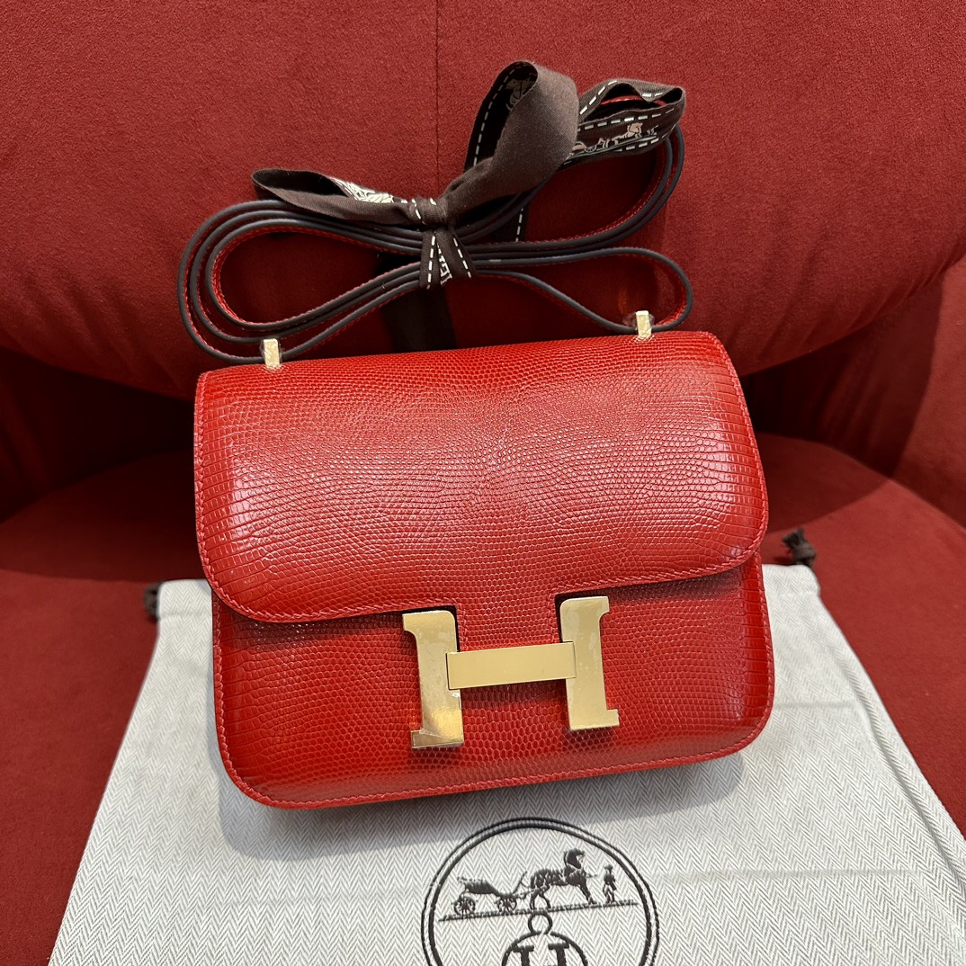 Hermès Constance 18/24 – Imported French lizard leather originally from South Africa, premium fully handcrafted exclusive custom-made!Flag Red - Jinteng Luxury Collection bags