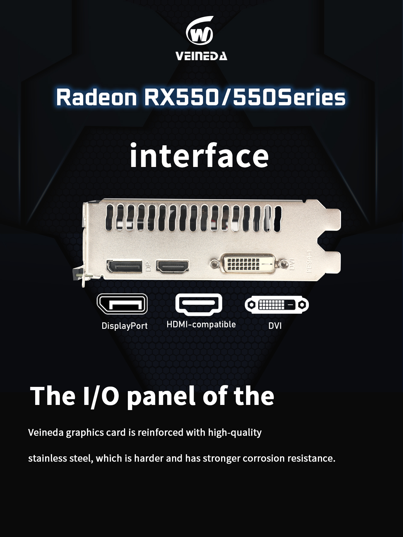 VEINEDA RX 550 4GB Video Cards GPU GDDR5 128bit Graphics Cards PC Desktop Computer Game Map for AMD Radeon RX550 4GB