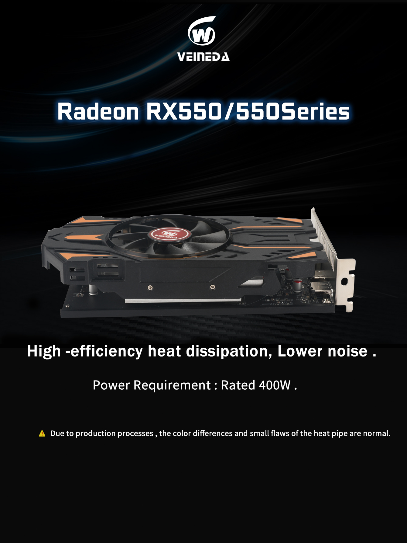 VEINEDA RX 550 4GB Video Cards GPU GDDR5 128bit Graphics Cards PC Desktop Computer Game Map for AMD Radeon RX550 4GB