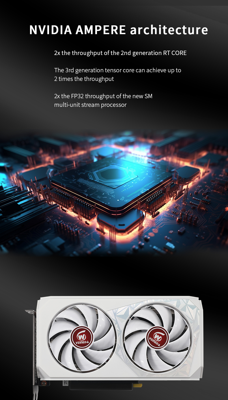 VEINEDA Graphics Card rtx 3060 12GB 8pin GDDR6 1875mhz  GPU Computer PC RTX3060 192bit  PC  Gaming  Video Card