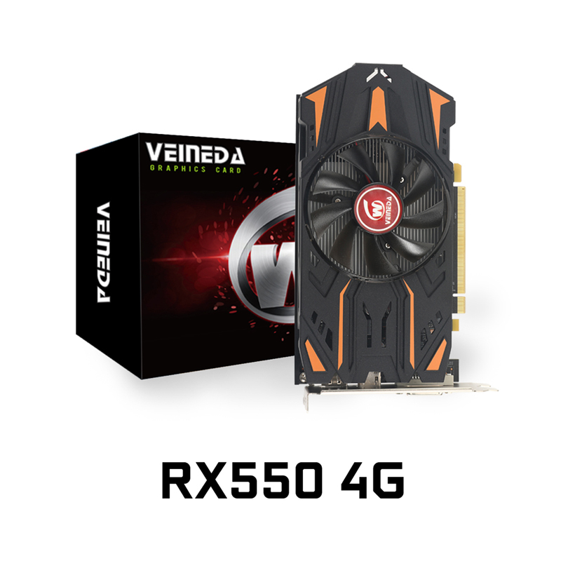 VEINEDA RX 550 4GB Video Cards GPU GDDR5 128bit Graphics Cards PC Desktop Computer Game Map for AMD Radeon RX550 4GB