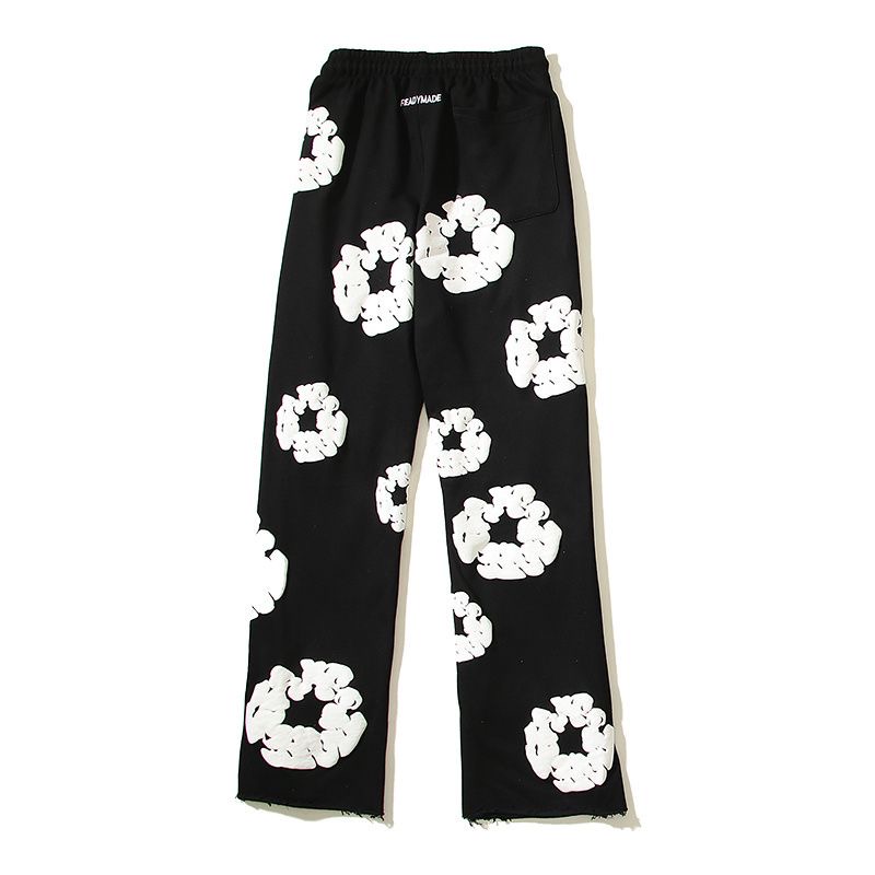 Flared pants puff print fashon classic style black and grey