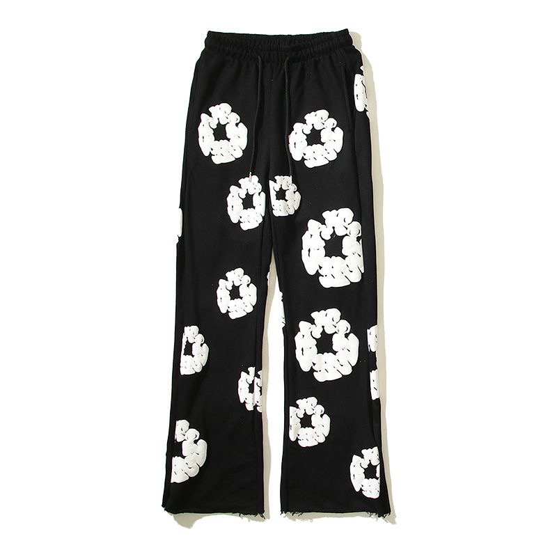 Flared pants puff print fashon classic style black and grey