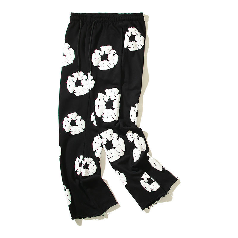 Flared pants puff print fashon classic style black and grey