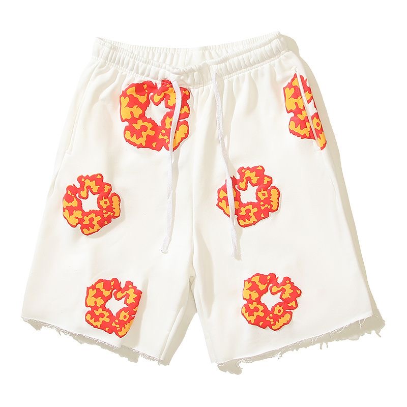 Flame puff printings short black and white color