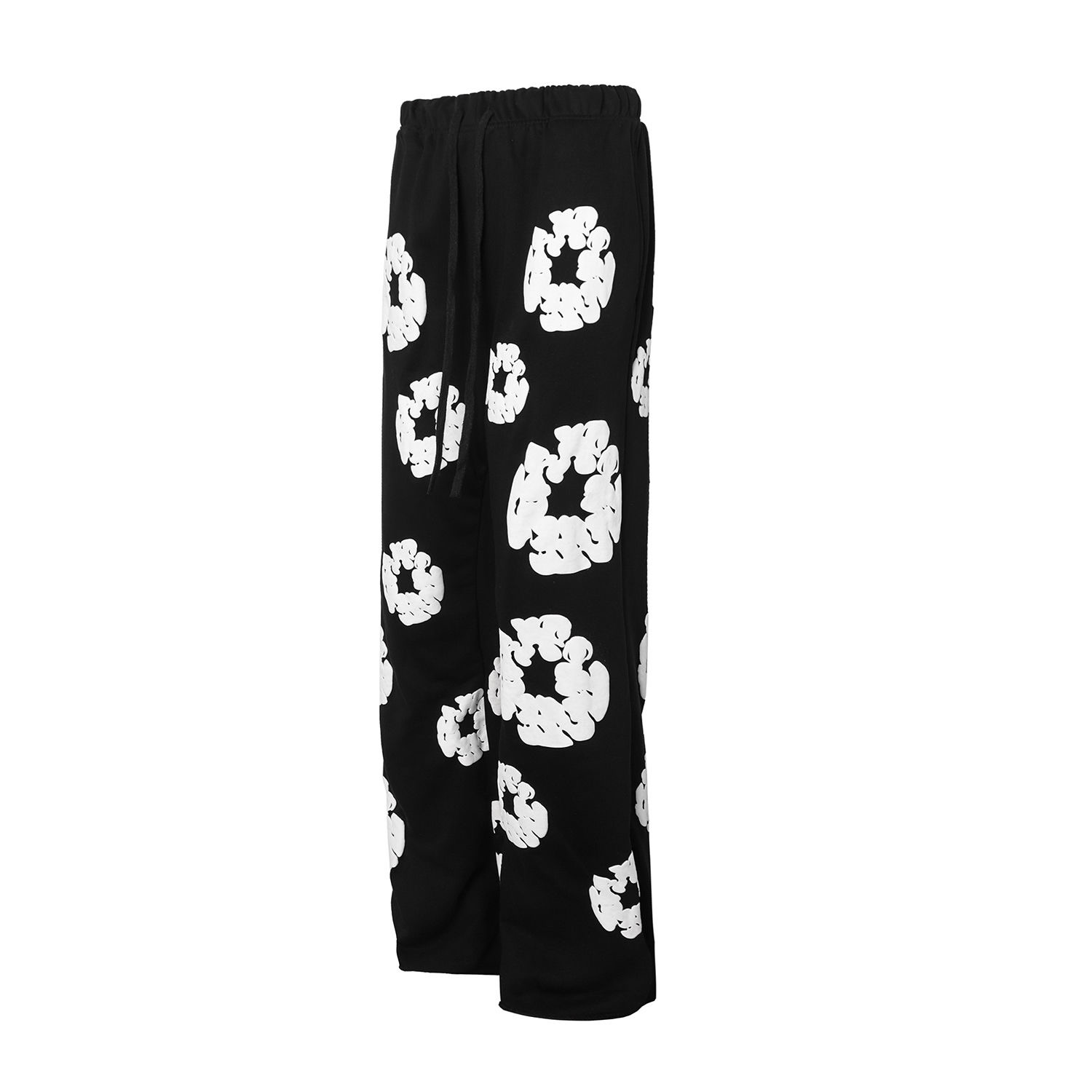 Kapok puff print straight leg pants black and grey