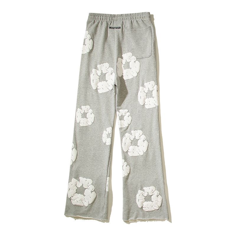 Flared pants puff print fashon classic style black and grey