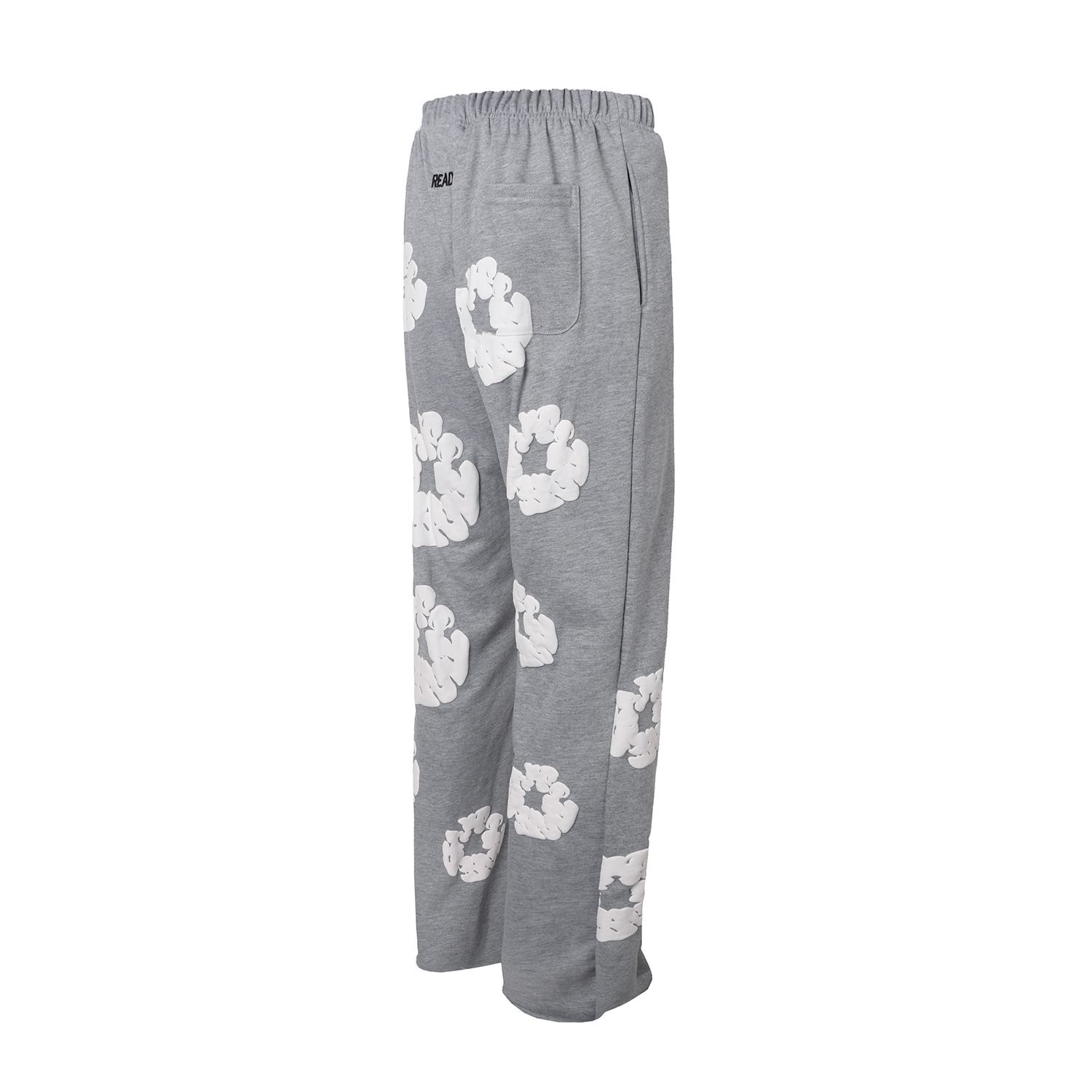 Kapok puff print straight leg pants black and grey
