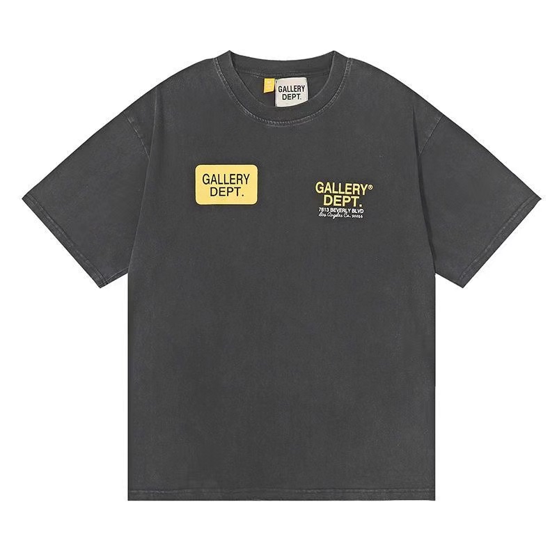 Yellow box logo Washed Black Color Tee