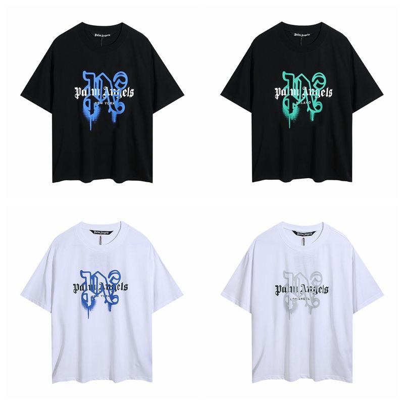 Spray letters color cotton casual loose style tshirt