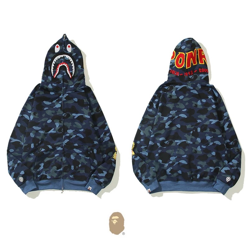 Various color camo ape man head shark face hoodie